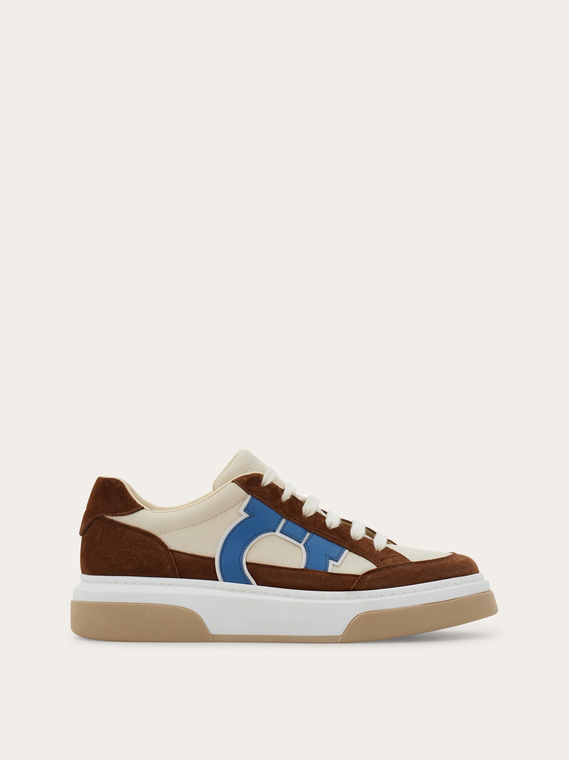 Ferragamo Uomo Sneaker bassa Gancini Marrone Taglia 40
