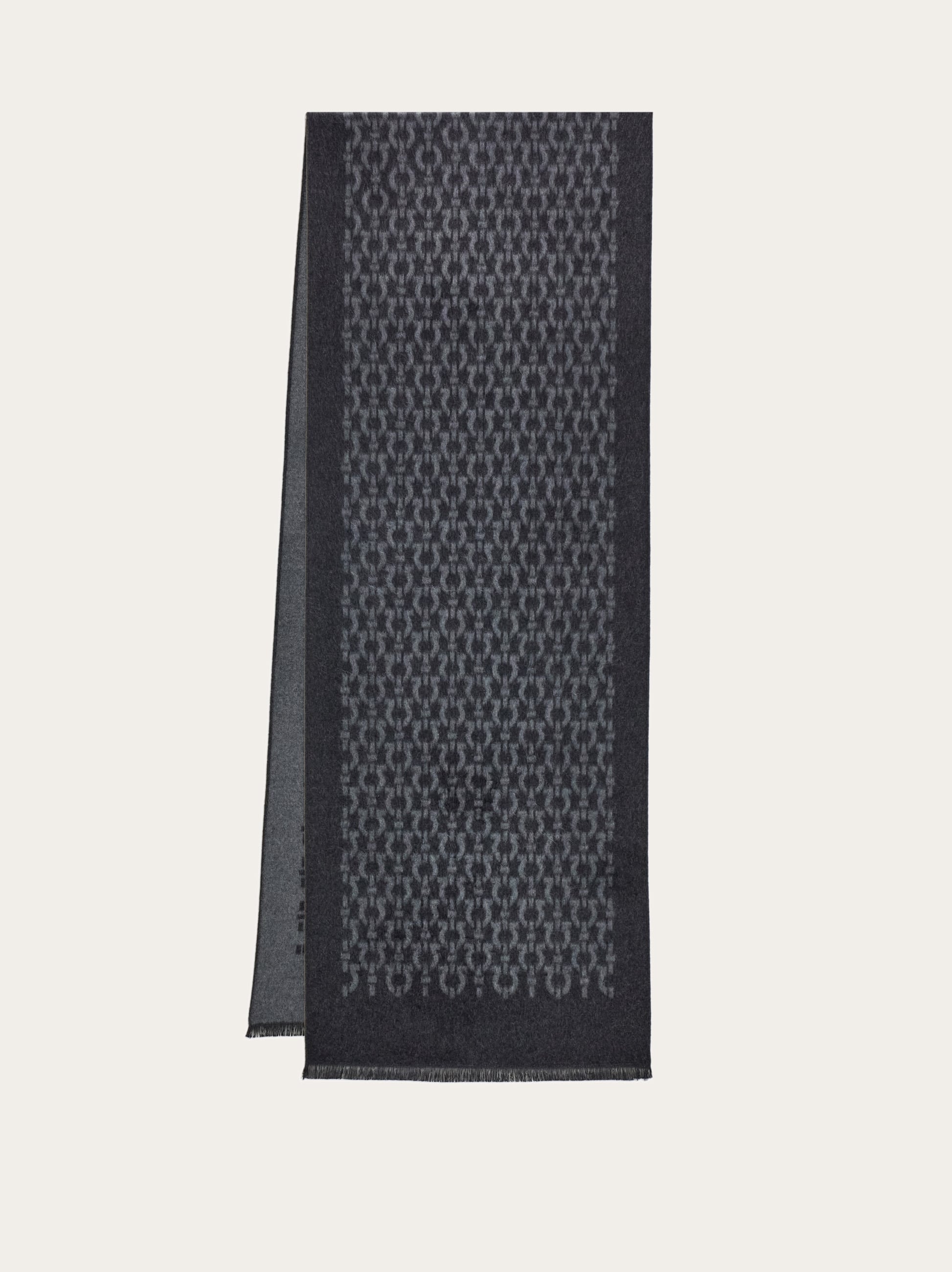 Ferragamo Uomo Sciarpa in seta Gancini Grigio