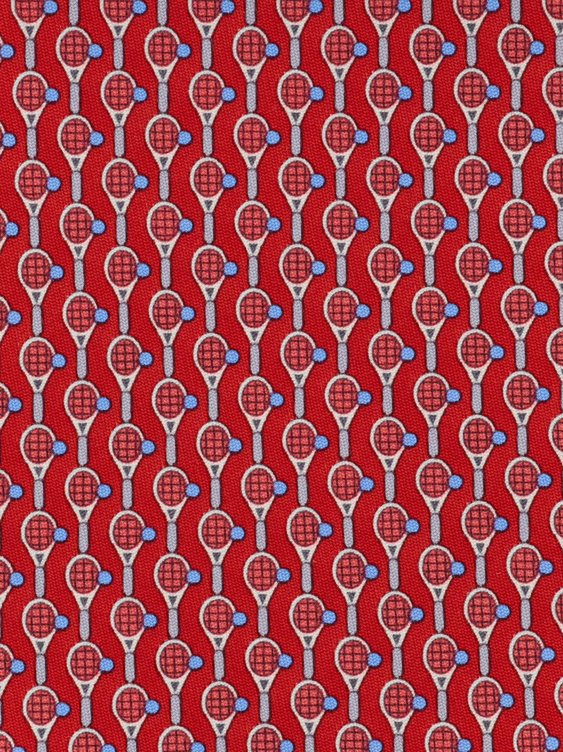 Ferragamo Tennis Print Silk Tie In Red