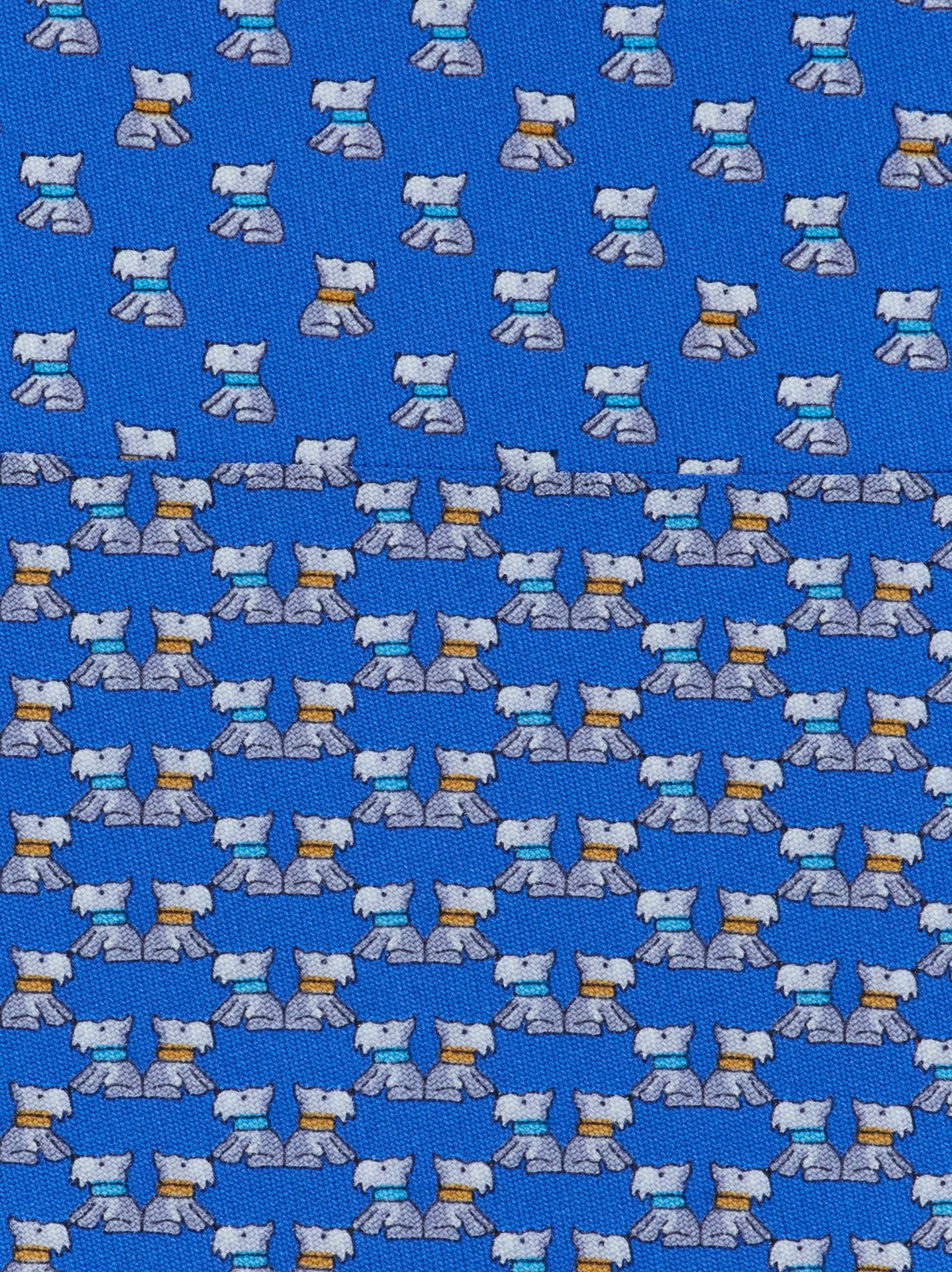 Ferragamo Terrier Print Silk Tie In Blue