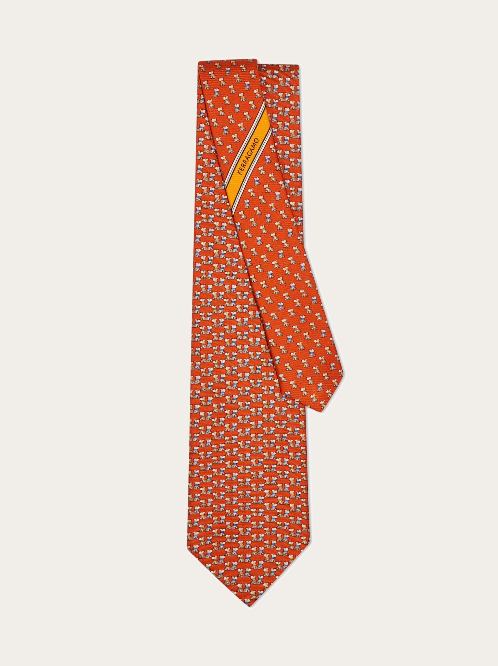  Ferragamo Herren Seidenkrawatte Mit Terrier-print Orange 