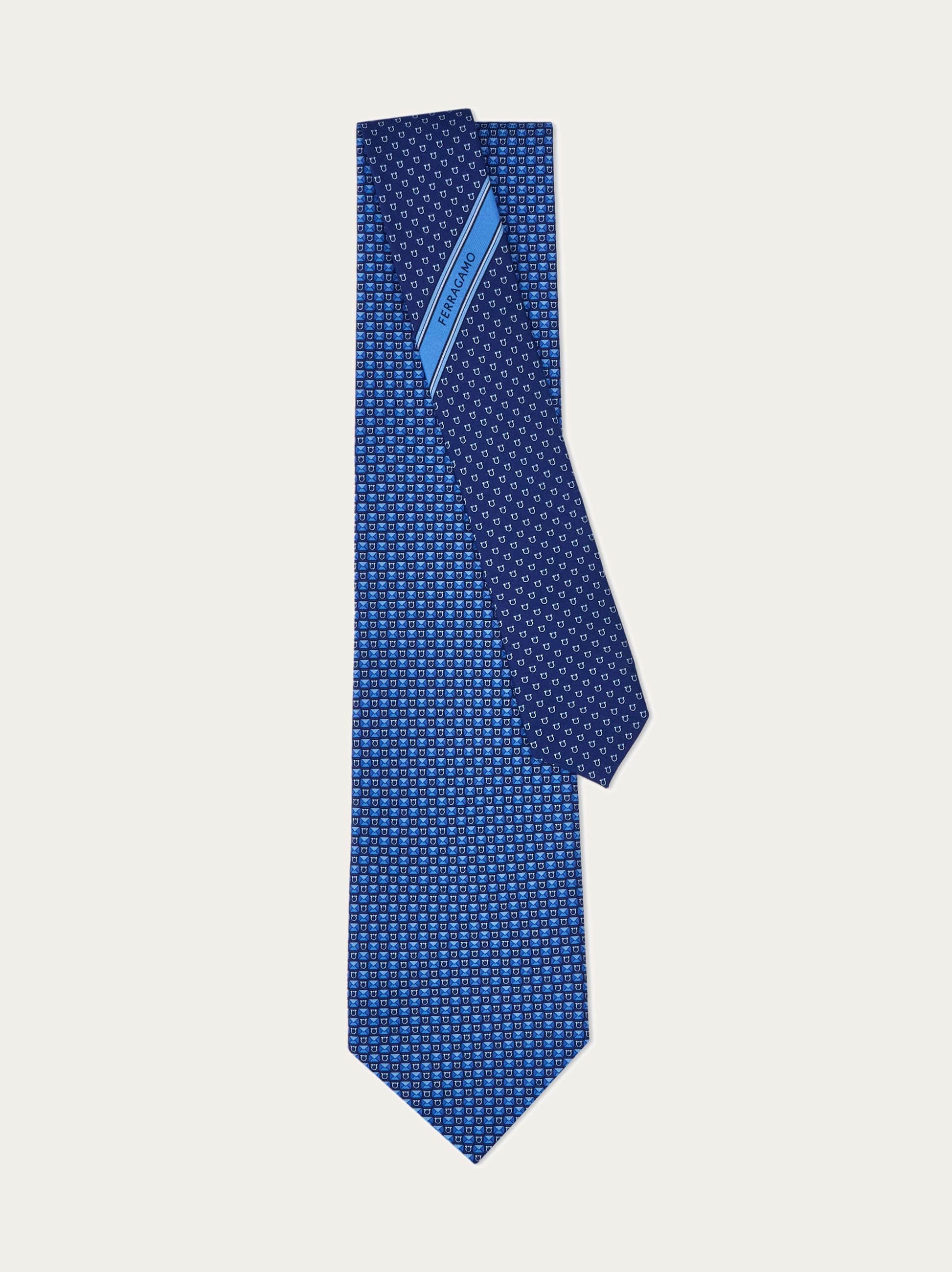  Ferragamo Herren Seidenkrawatte Mit Gancini Letter-print Blau 