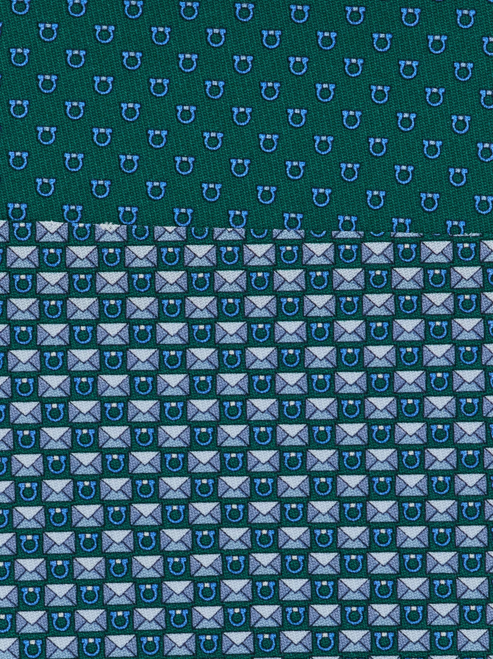 Ferragamo Gancini Letter Print Silk Tie In Blue