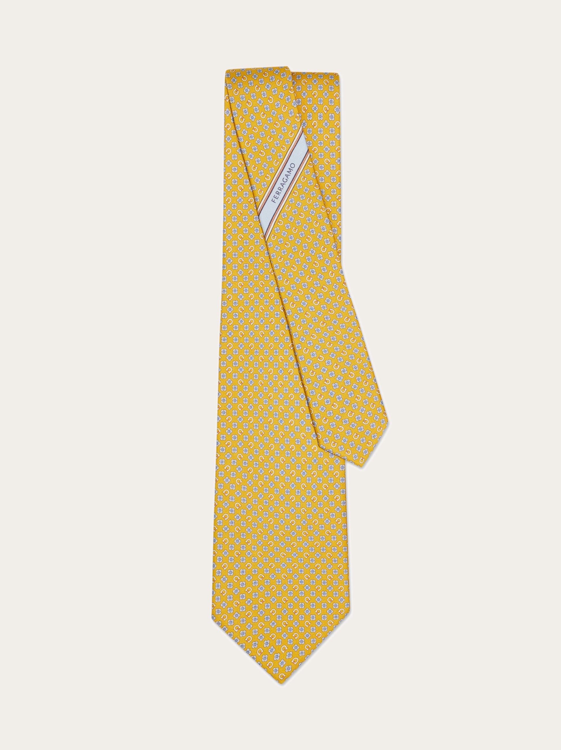  Ferragamo Herren Seidenkrawatte Mit Gancini Flower-print Gelb 