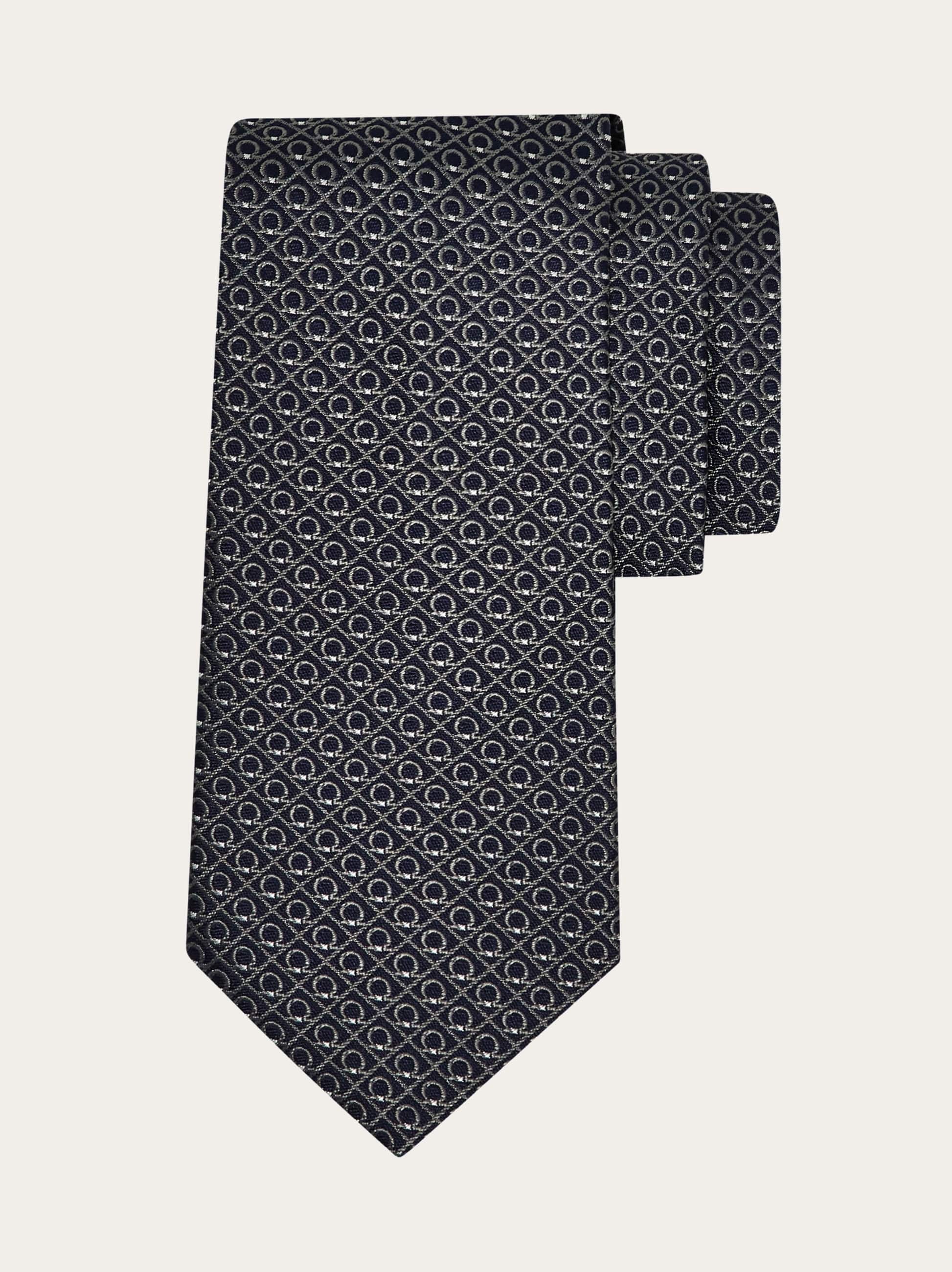 Ferragamo Gancini Jacquard Silk Tie In Brown