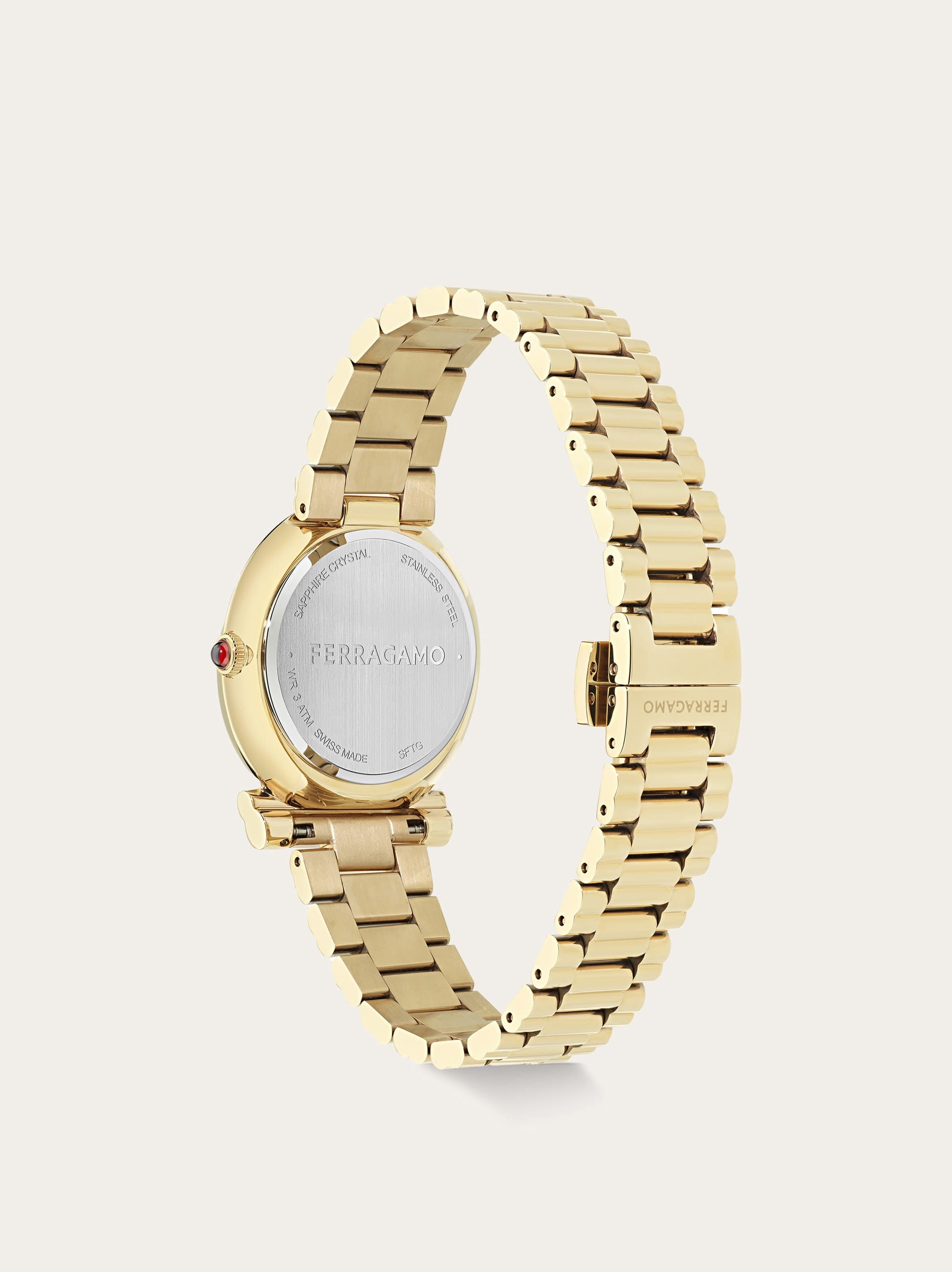  Ferragamo Damen Gancini Twisted 32mm Uhr Weiß 