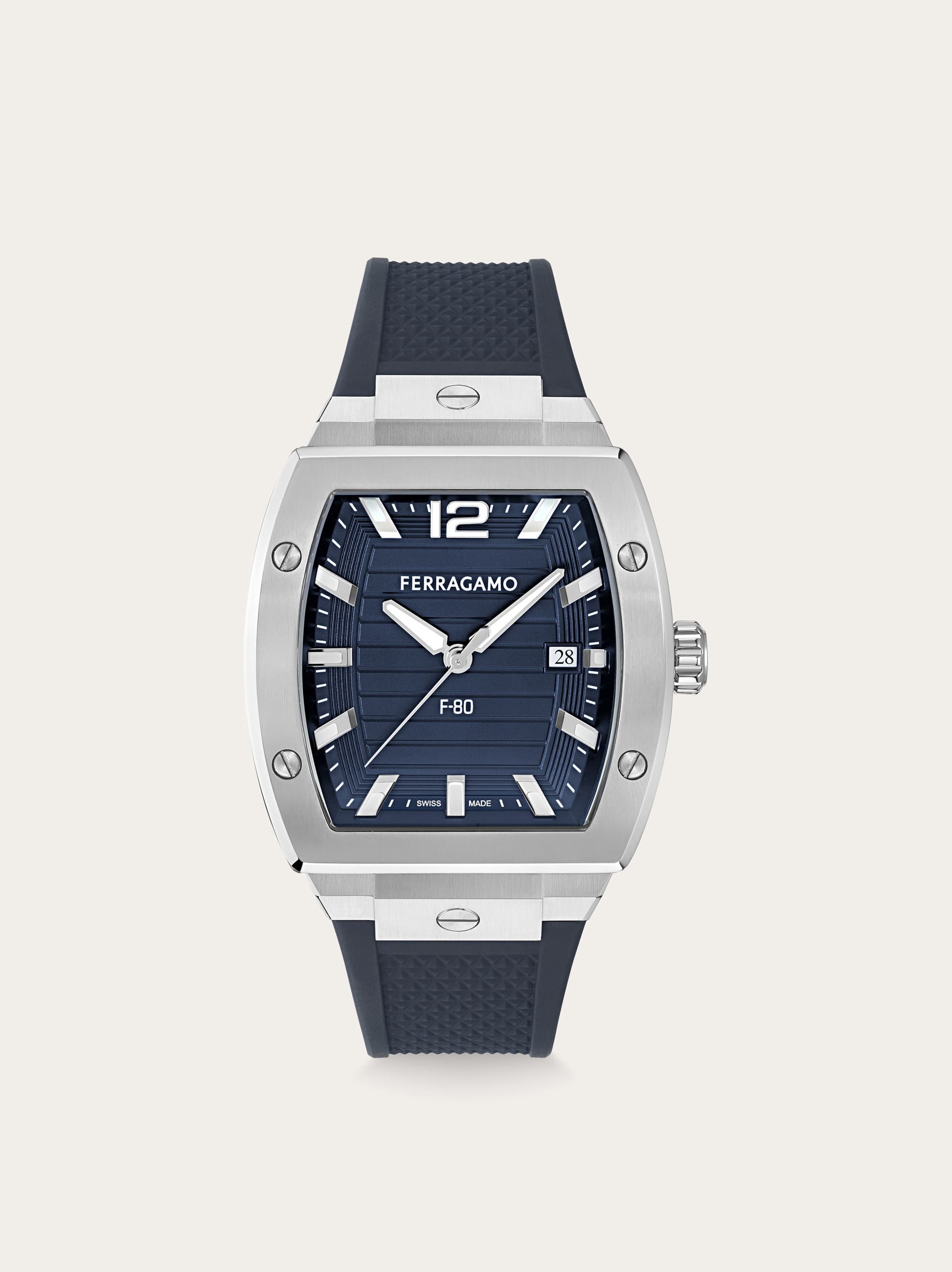 Ferragamo Uomo Orologio F80 Tonneau 3H Blu