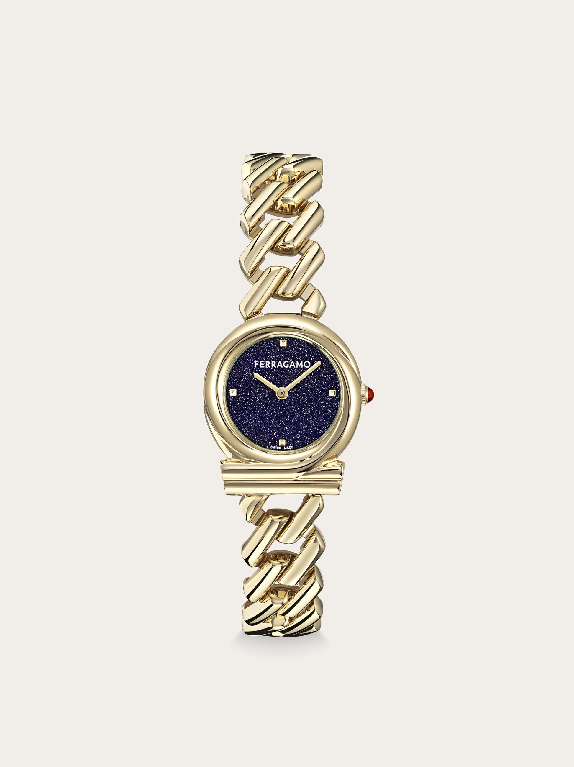 Ferragamo Donna Orologio Gancini Twisted Chain Arenaria Blu
