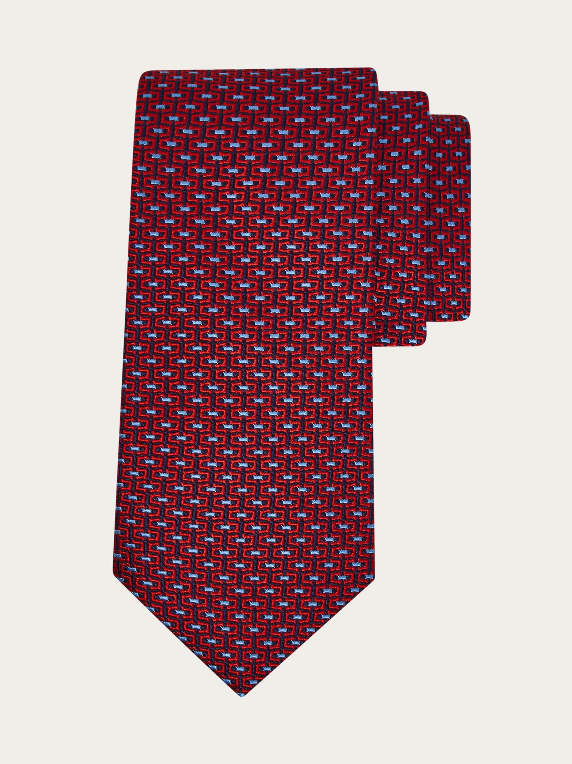 Ferragamo Uomo Cravatta jacquard Gancini Rosso