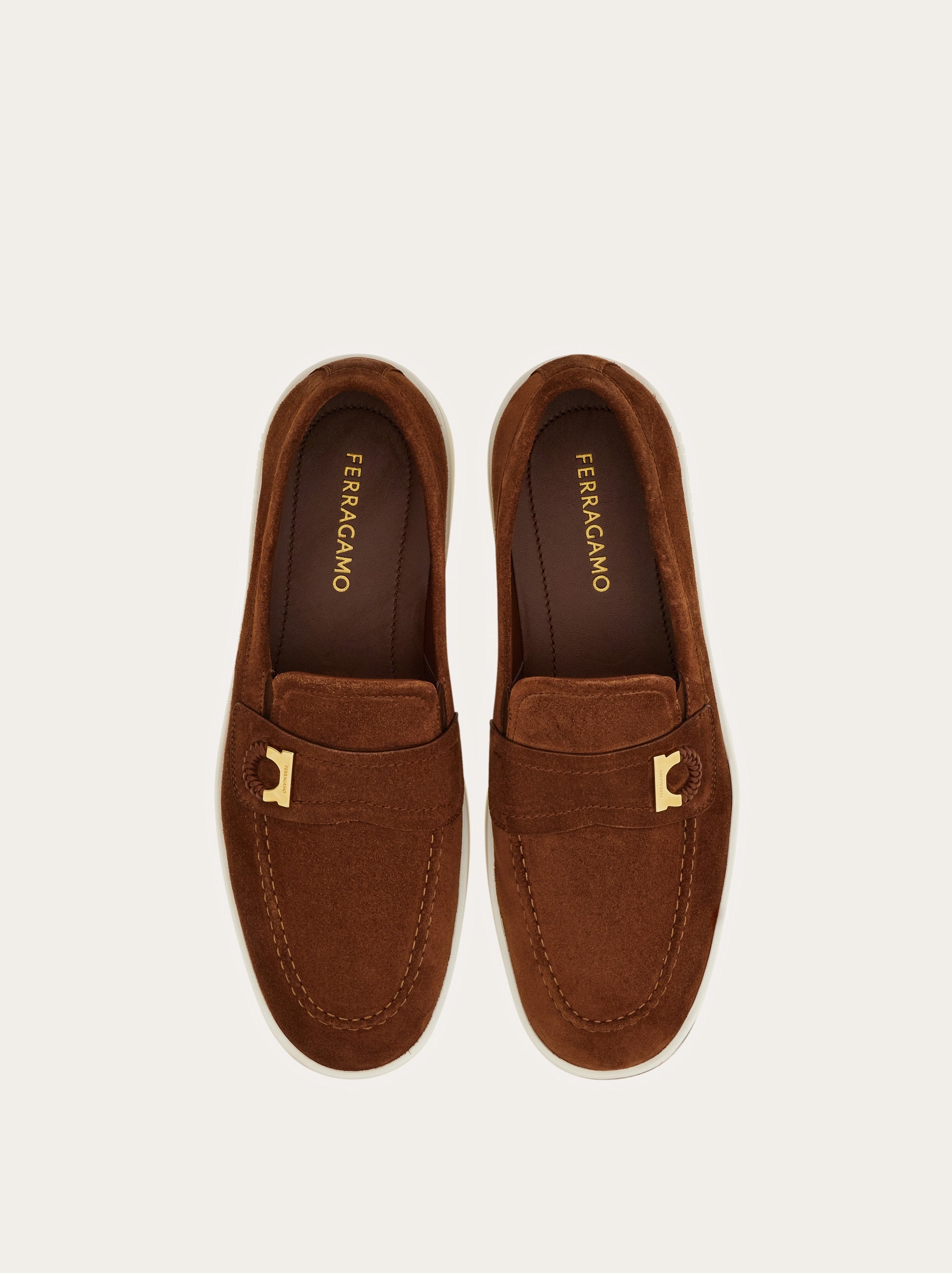  Ferragamo Herren Bootsschuh Mit Gancini-ornament Braun Größe 40 