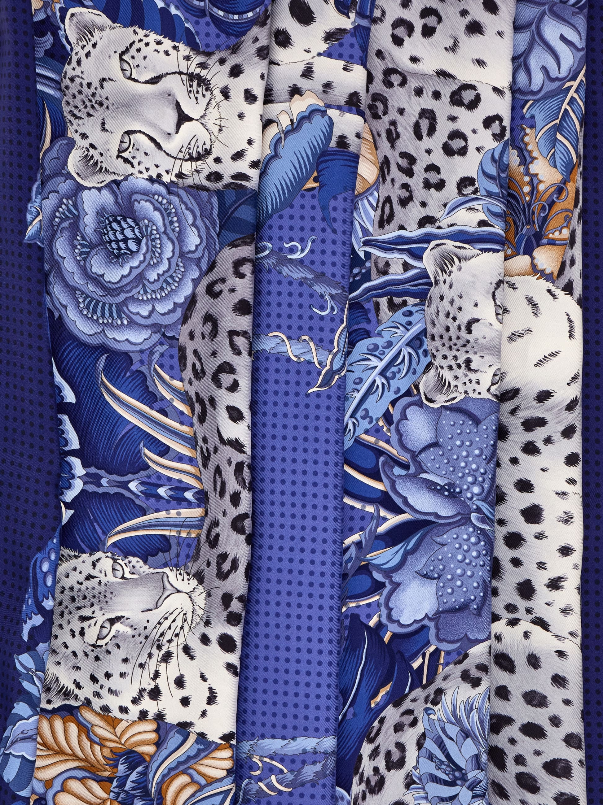 Ferragamo Cheetah Print Silk Scarf In Blue
