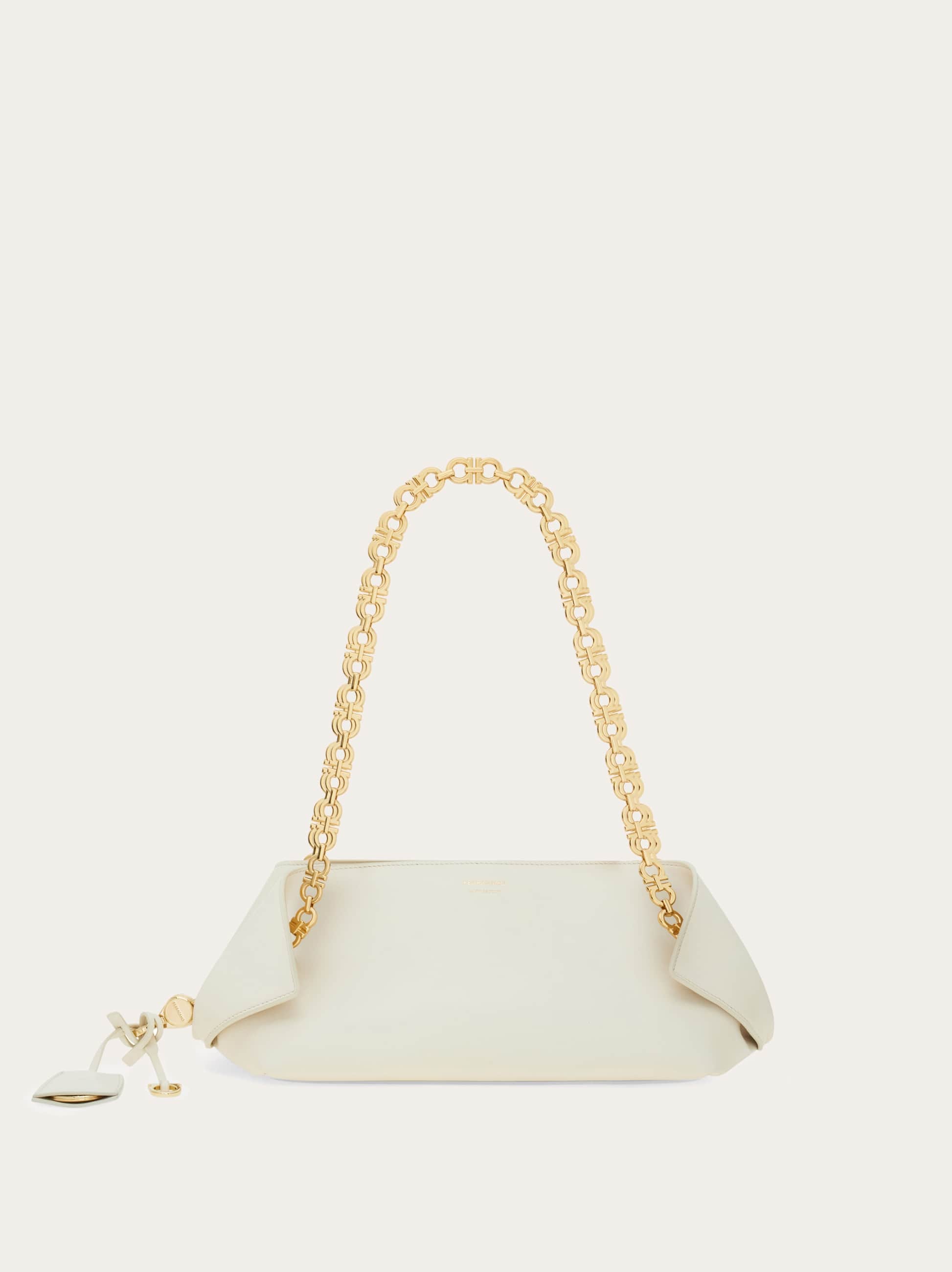 Ferragamo Small Folded Chain-strap Shoulder Bag In Neutral