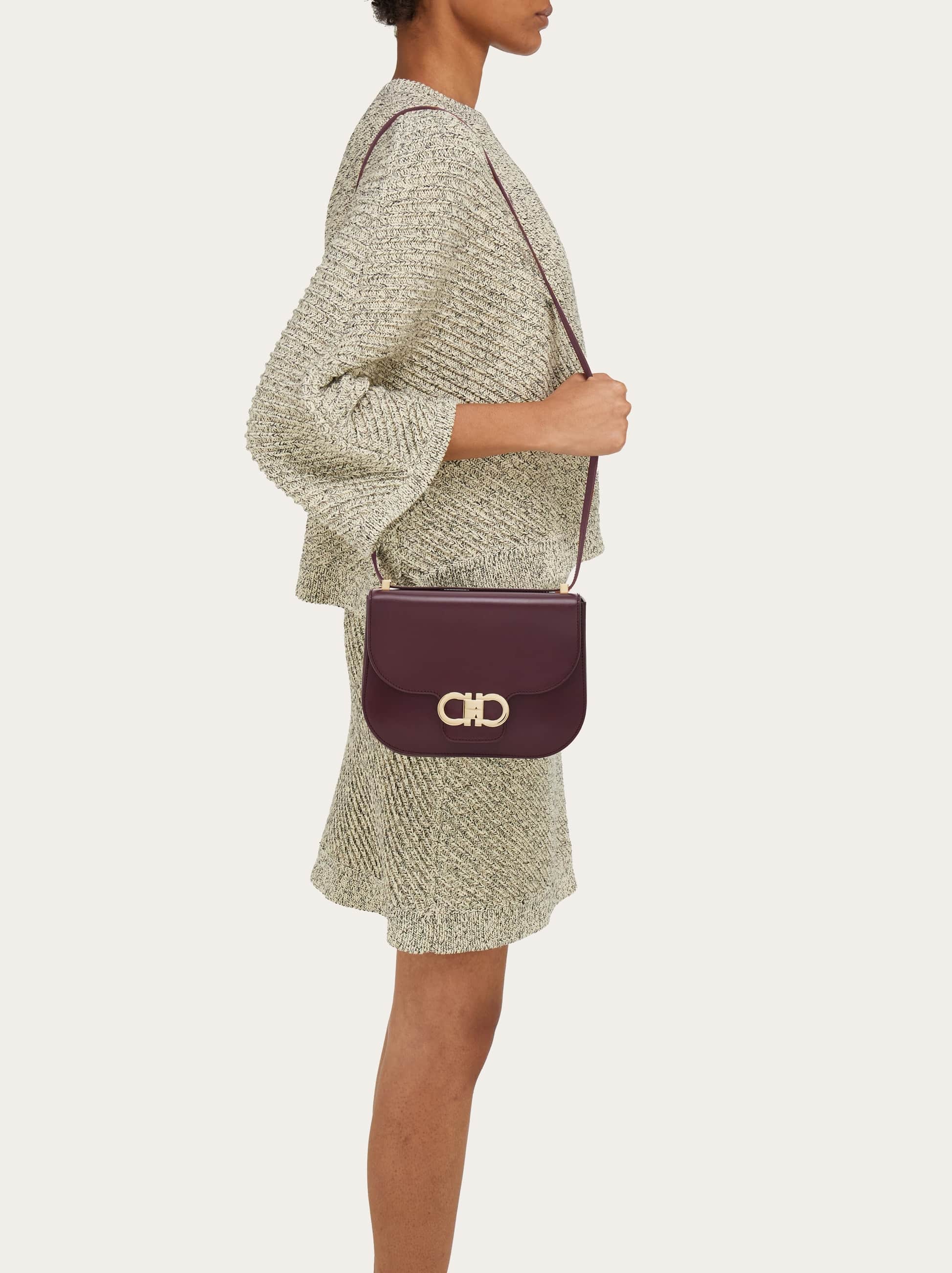 Ferragamo Double Gancini North-south Crossbody Bag In Purple