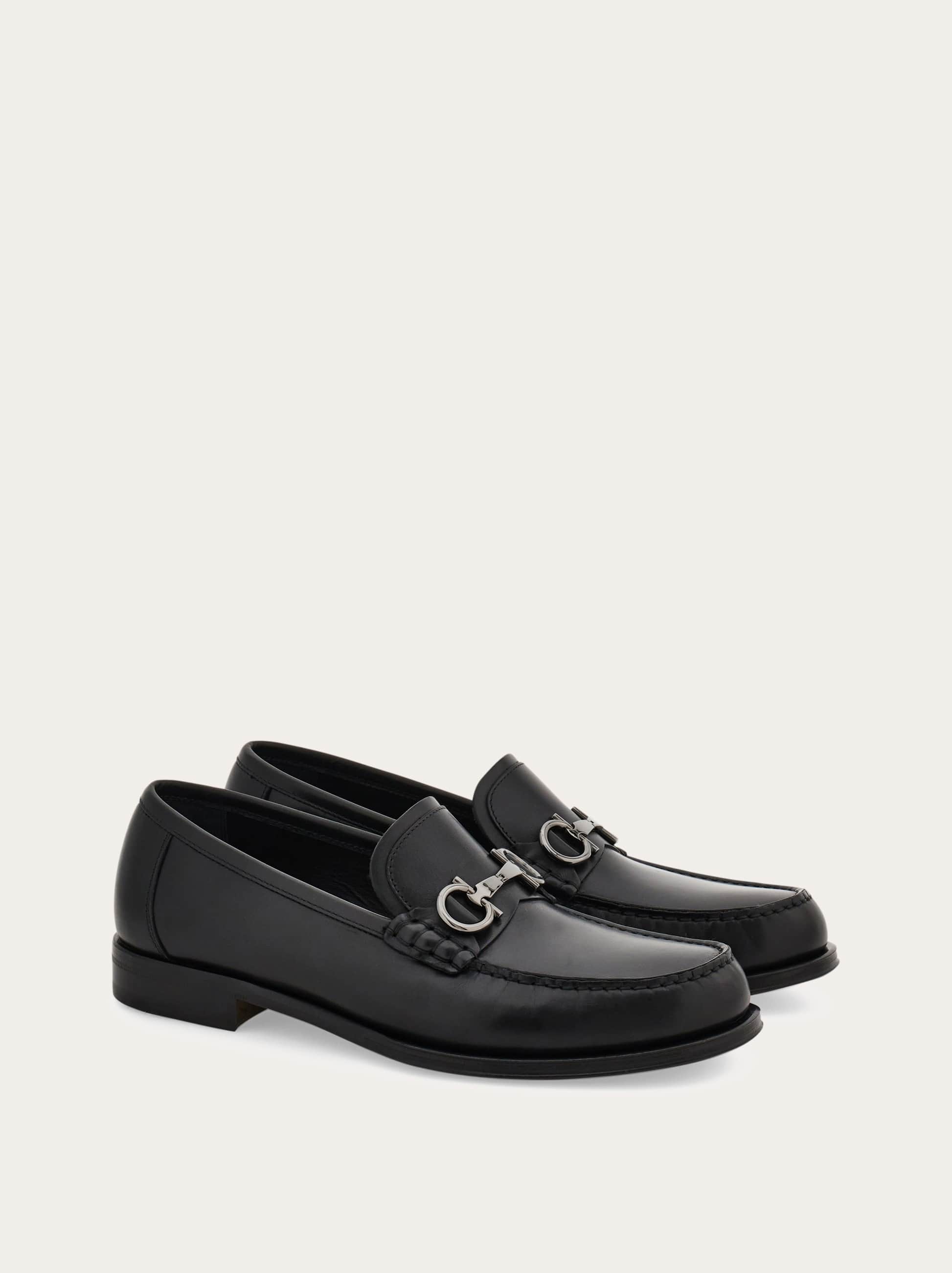 Ferragamo Brown Loafers With Metallic Gancini Detail On The Front In Leather Man