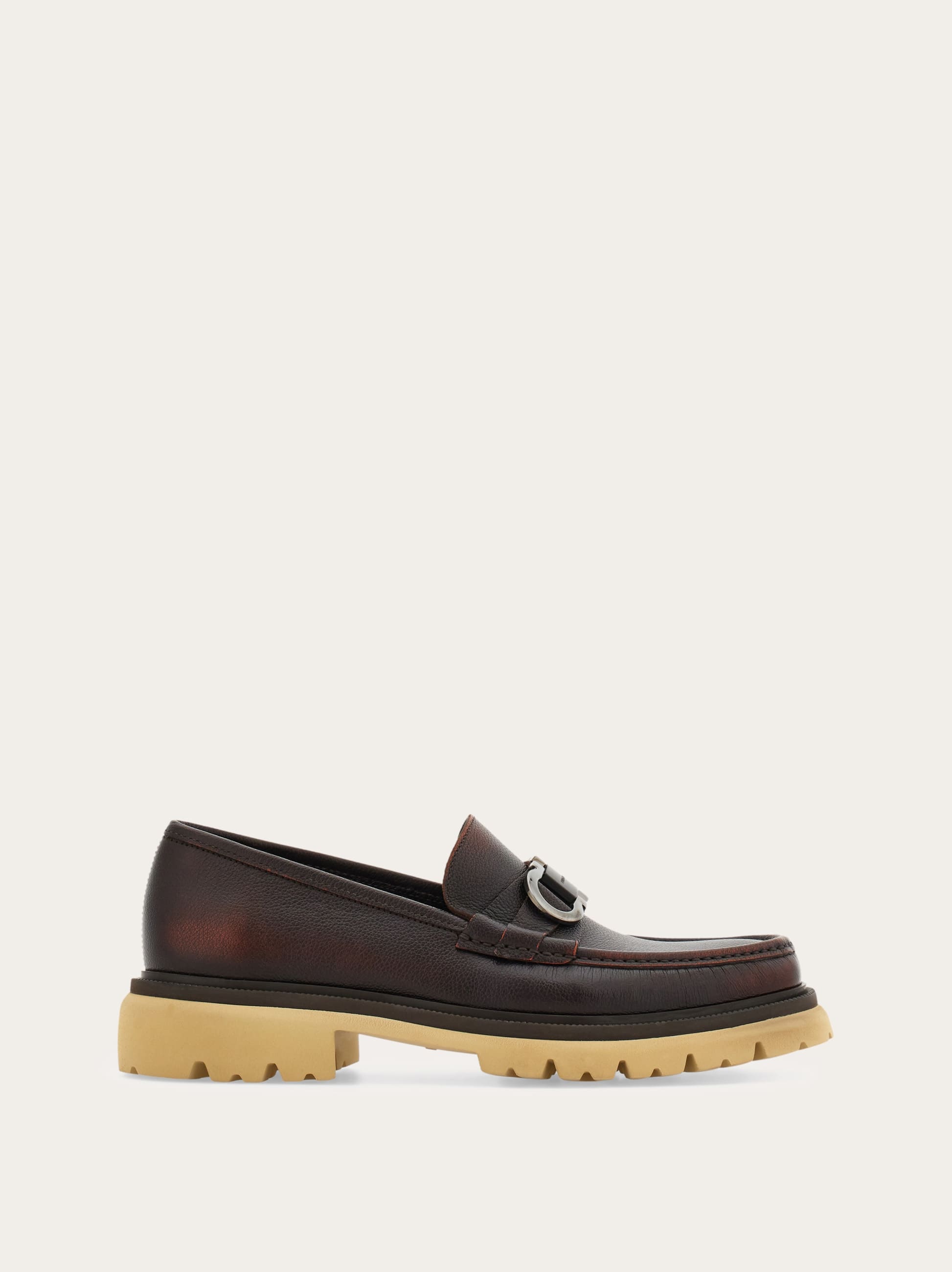Ferragamo Moccasin With Gancini Ornament In Brown