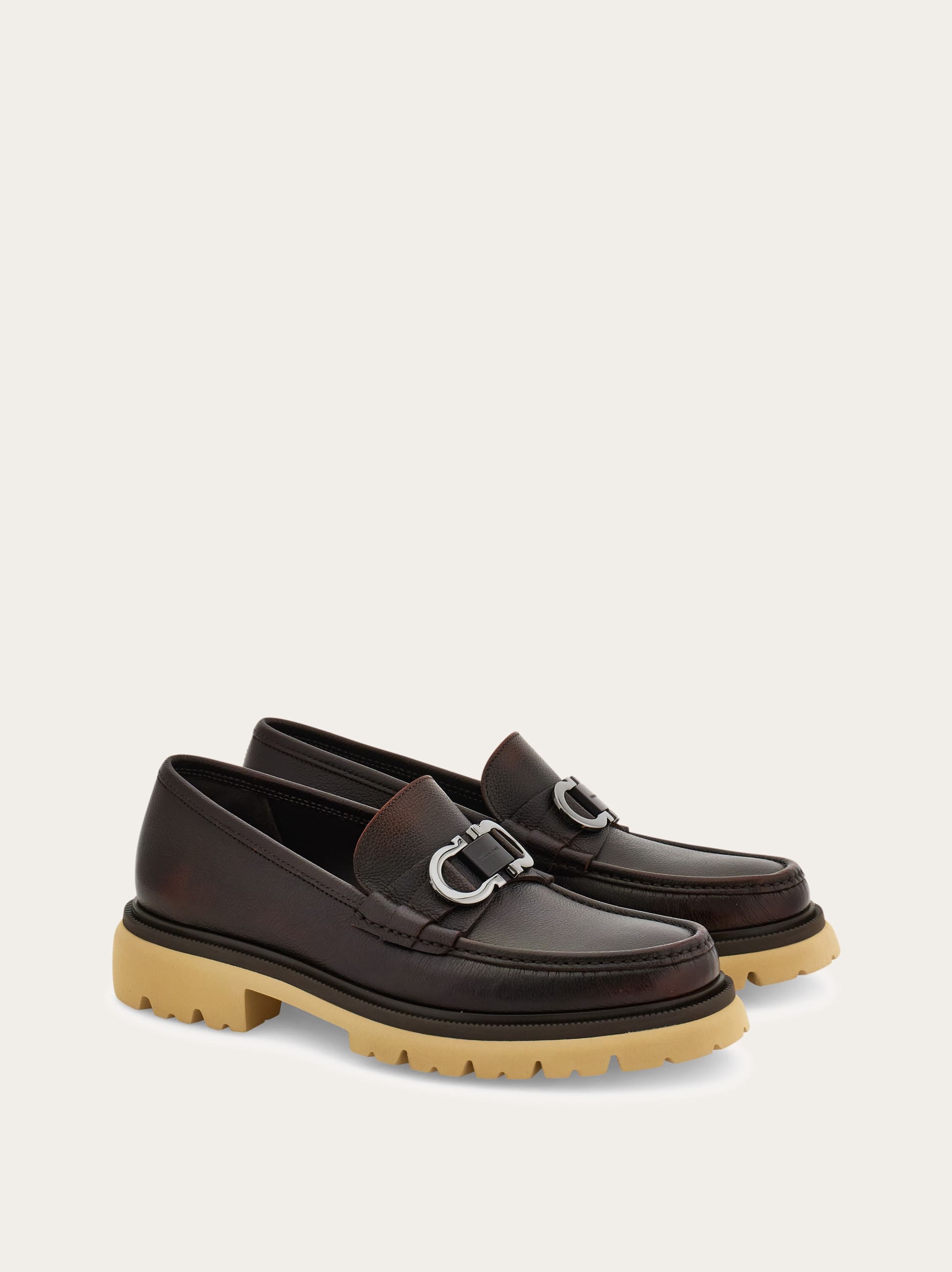 Ferragamo Moccasin With Gancini Ornament In Brown