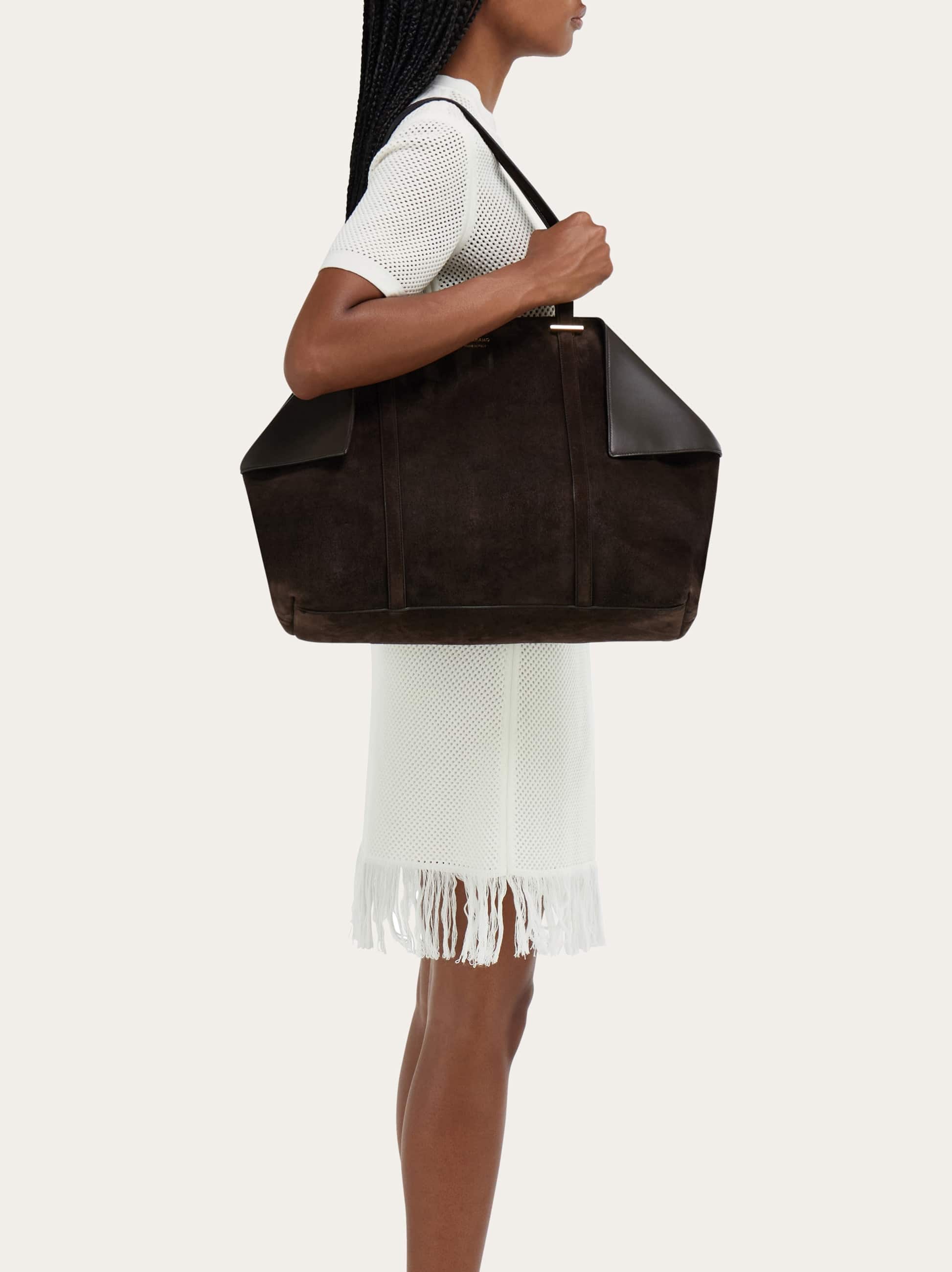 Ferragamo Large Tote Bag Contrast Panels In Pink