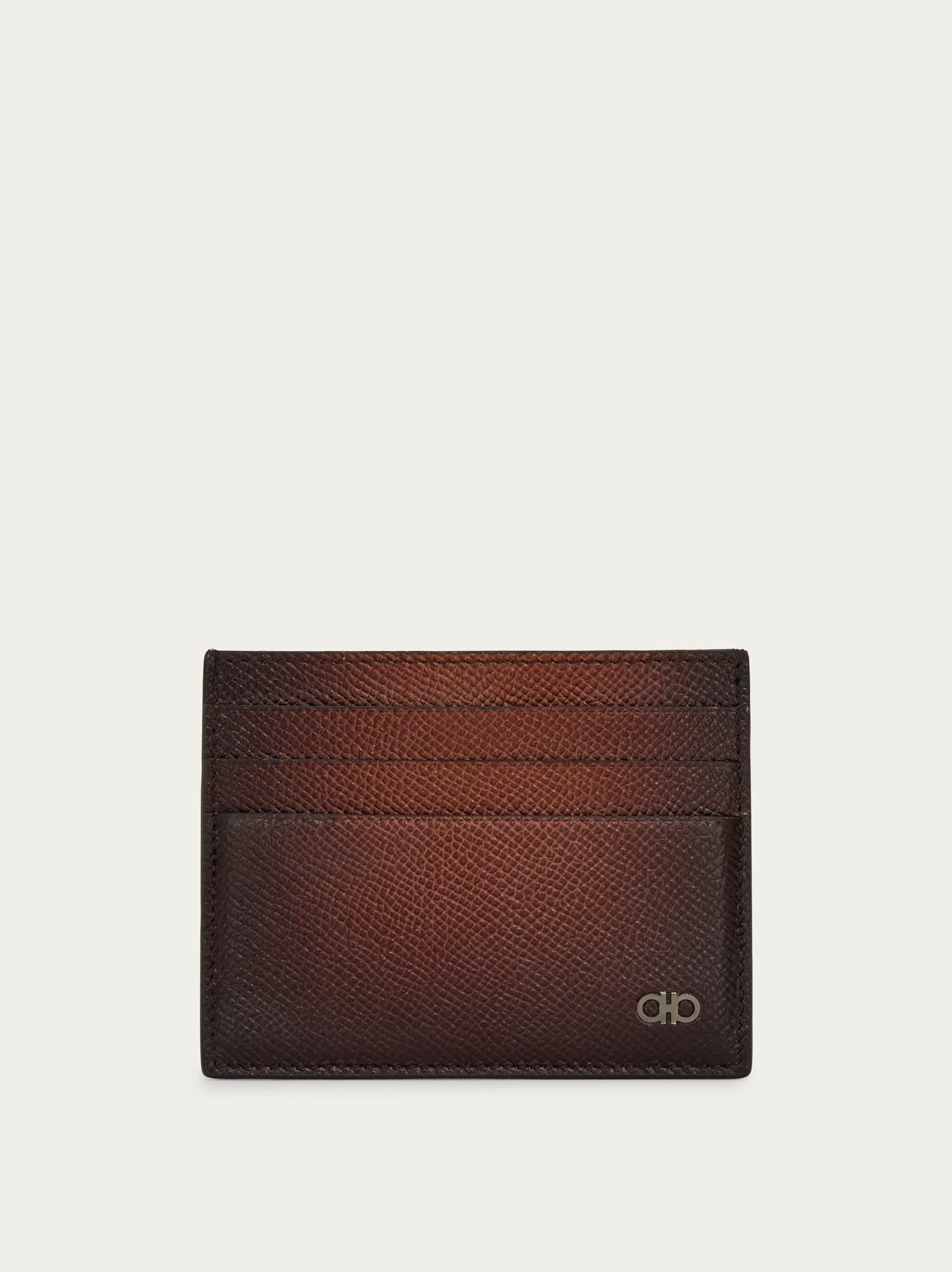 Ferragamo Gancini Grained Card Holder In Brown