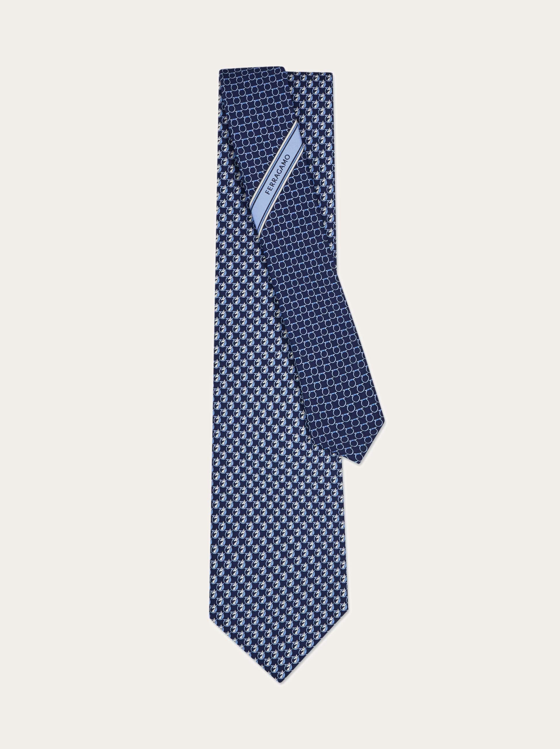  Ferragamo Herren Seidenkrawatte Mit Pegasus-print Blau 