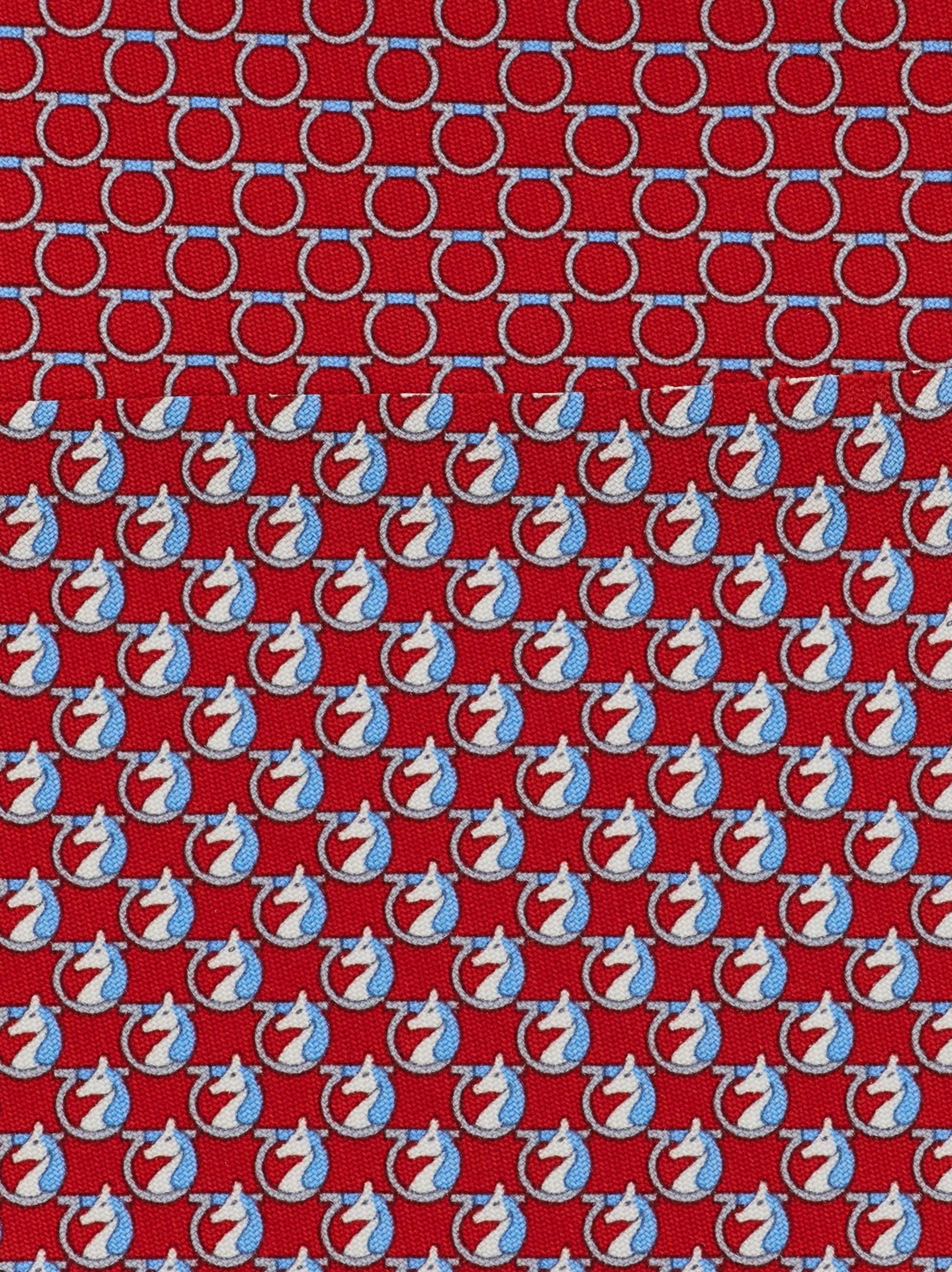 Ferragamo Pegasus Print Silk Tie In Red