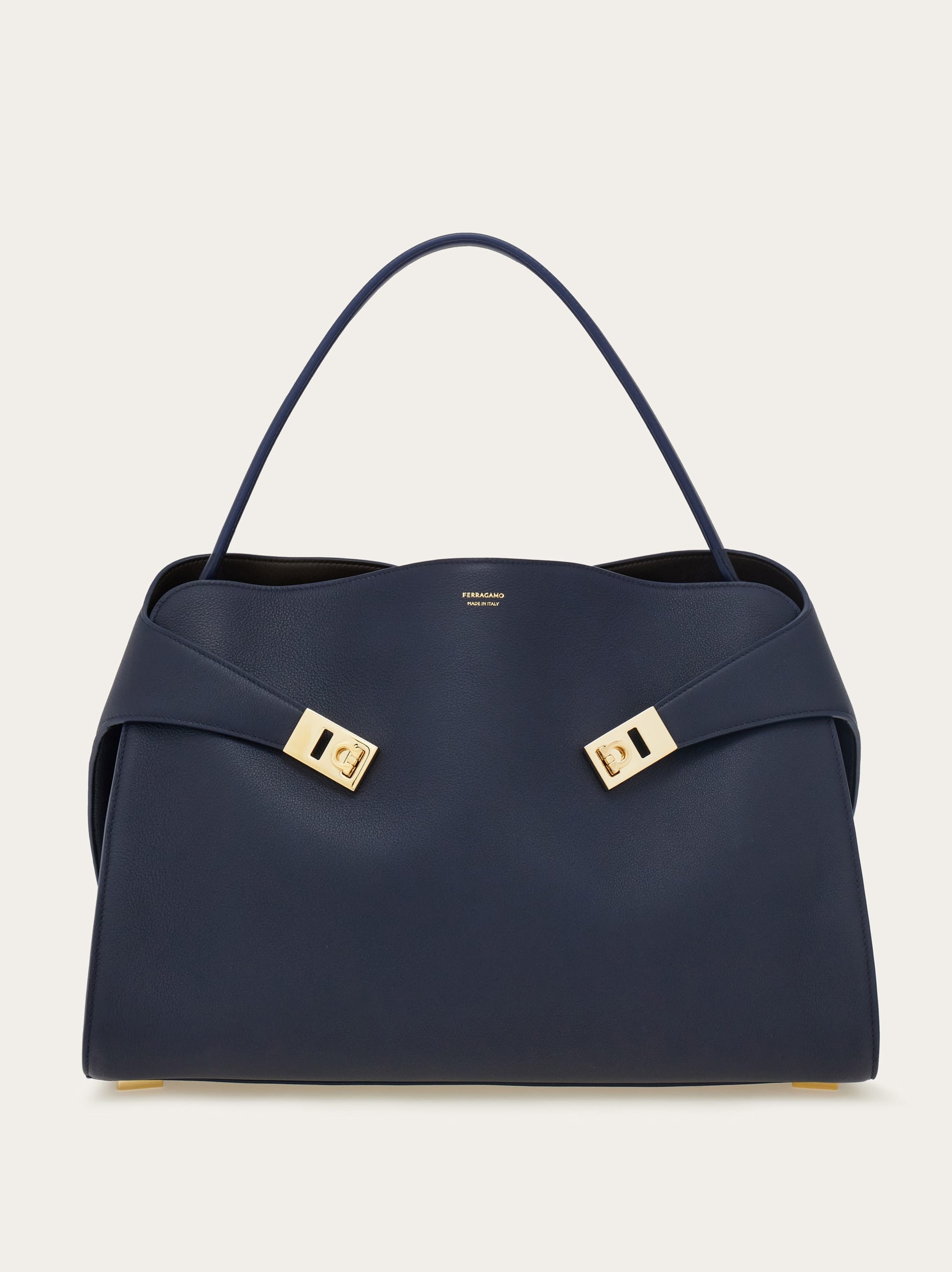 Ferragamo Hug Soft Bicolor Shoulder Bag (l) In Blue