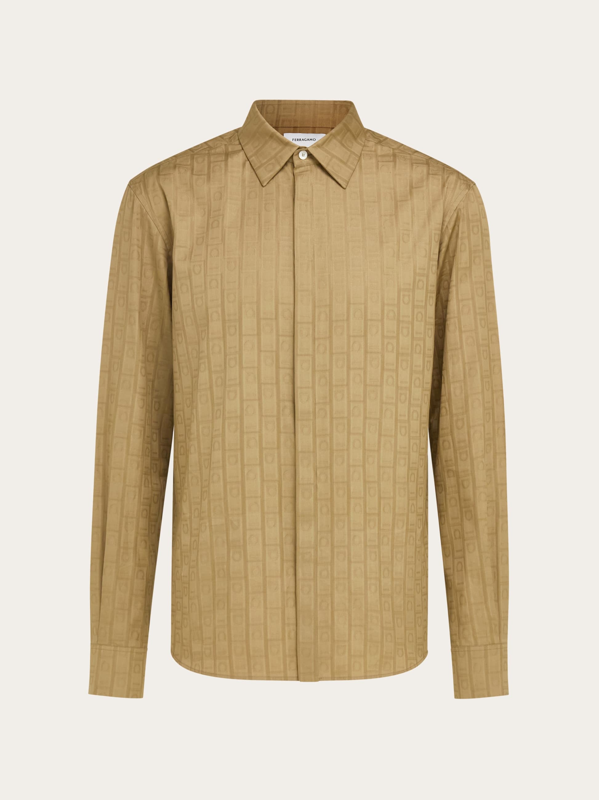 Ferragamo Monogram Sport Shirt In Brown