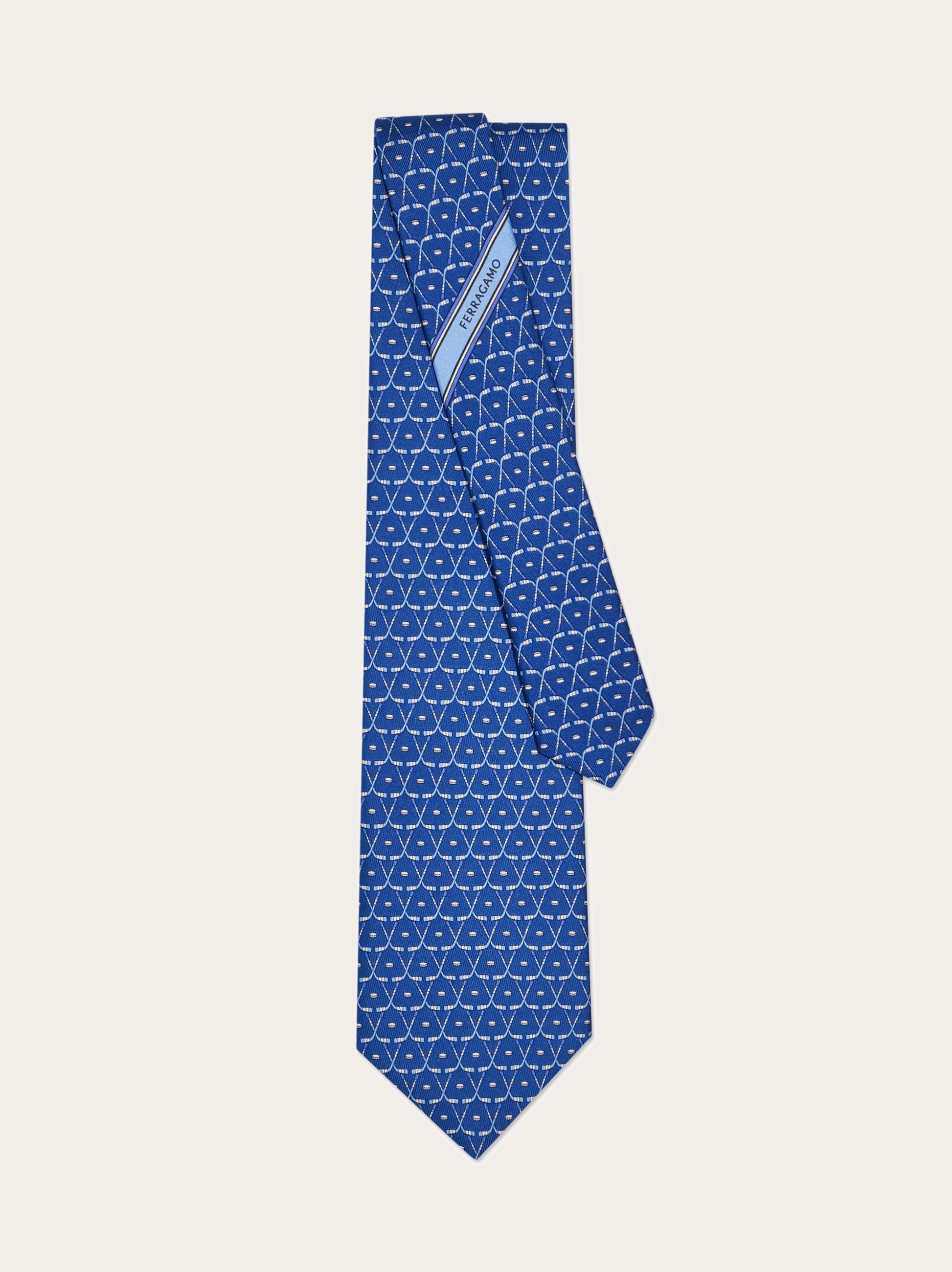 Ferragamo Herren Seidenkrawatte Mit Hockey-print Blau 