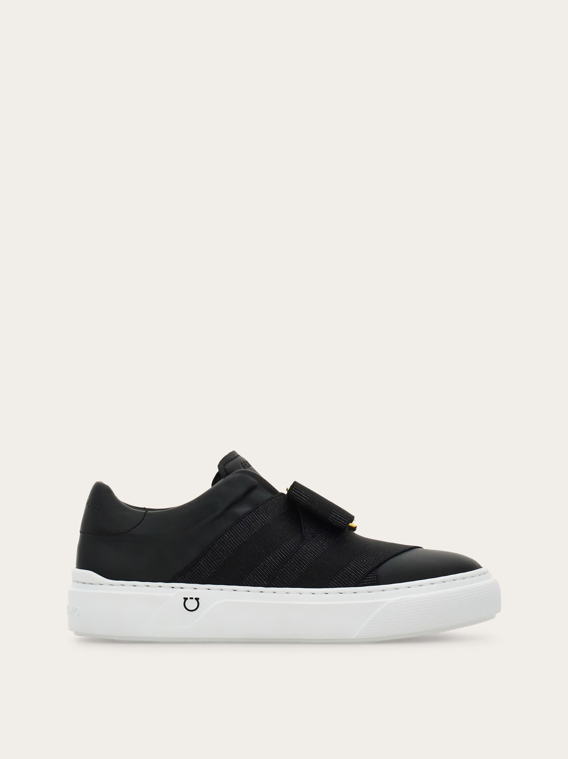 Ferragamo Slip On Sneaker With Maxi Bow Detail In Black