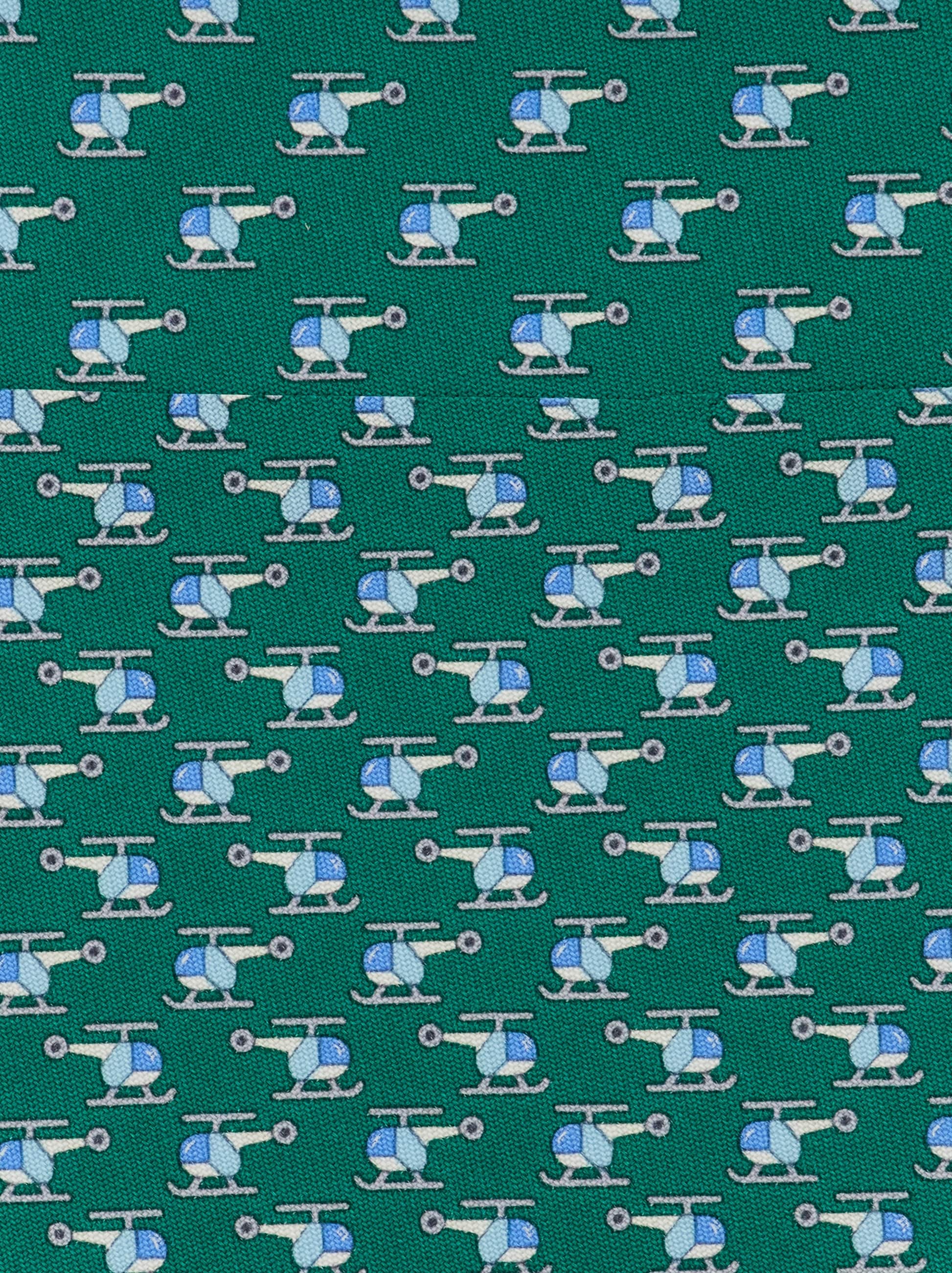  Ferragamo Herren Seidenkrawatte Mit Helicopter-print Grün 