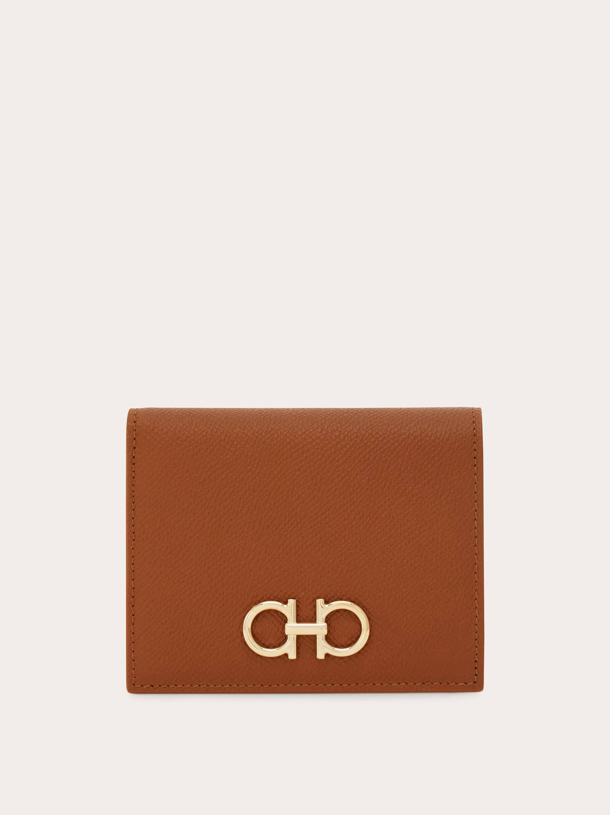 Ferragamo Gancini Compact Wallet In Brown