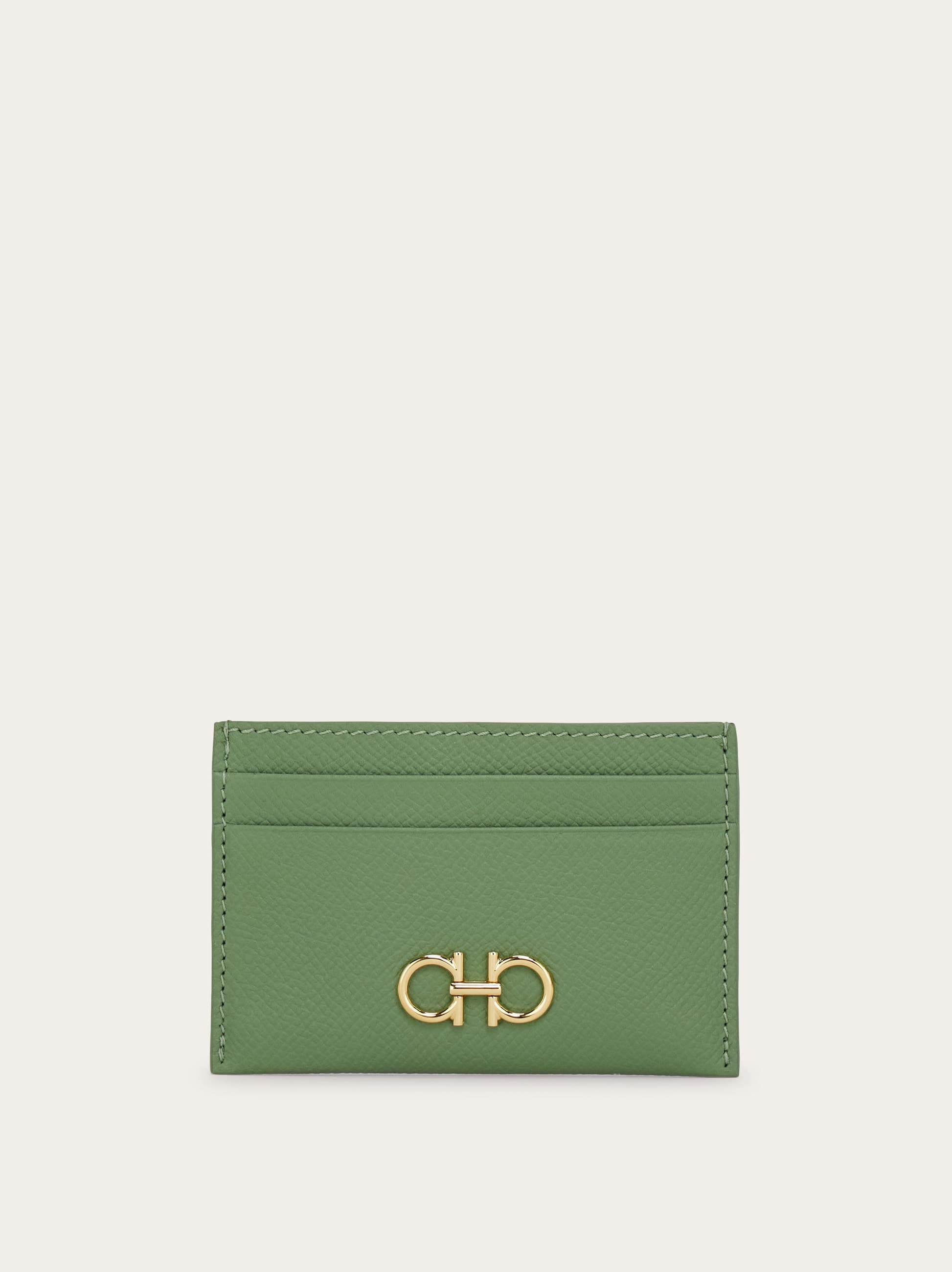 Ferragamo Gancini Credit Card Holder In Green
