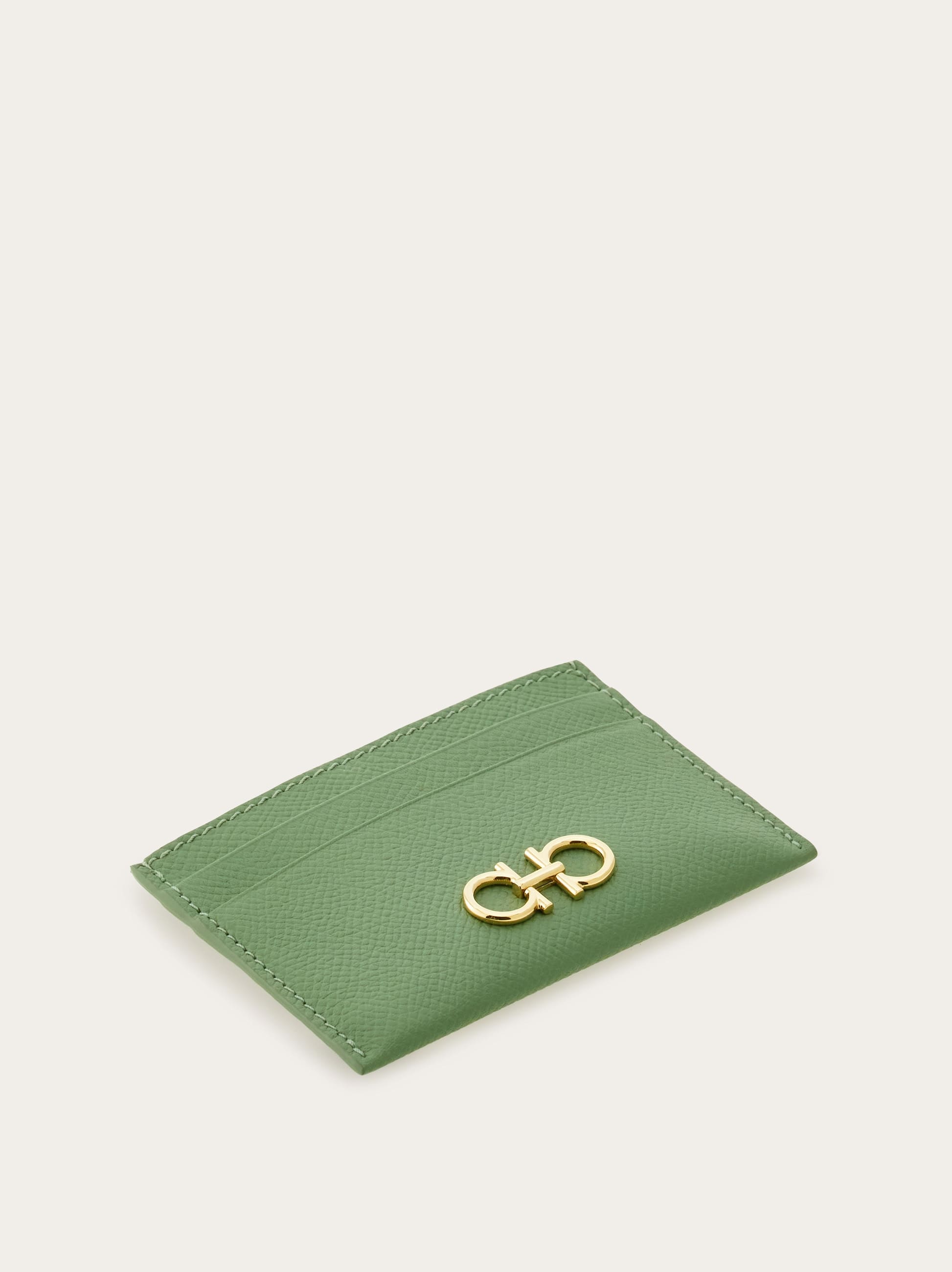 Ferragamo Gancini Credit Card Holder In Green