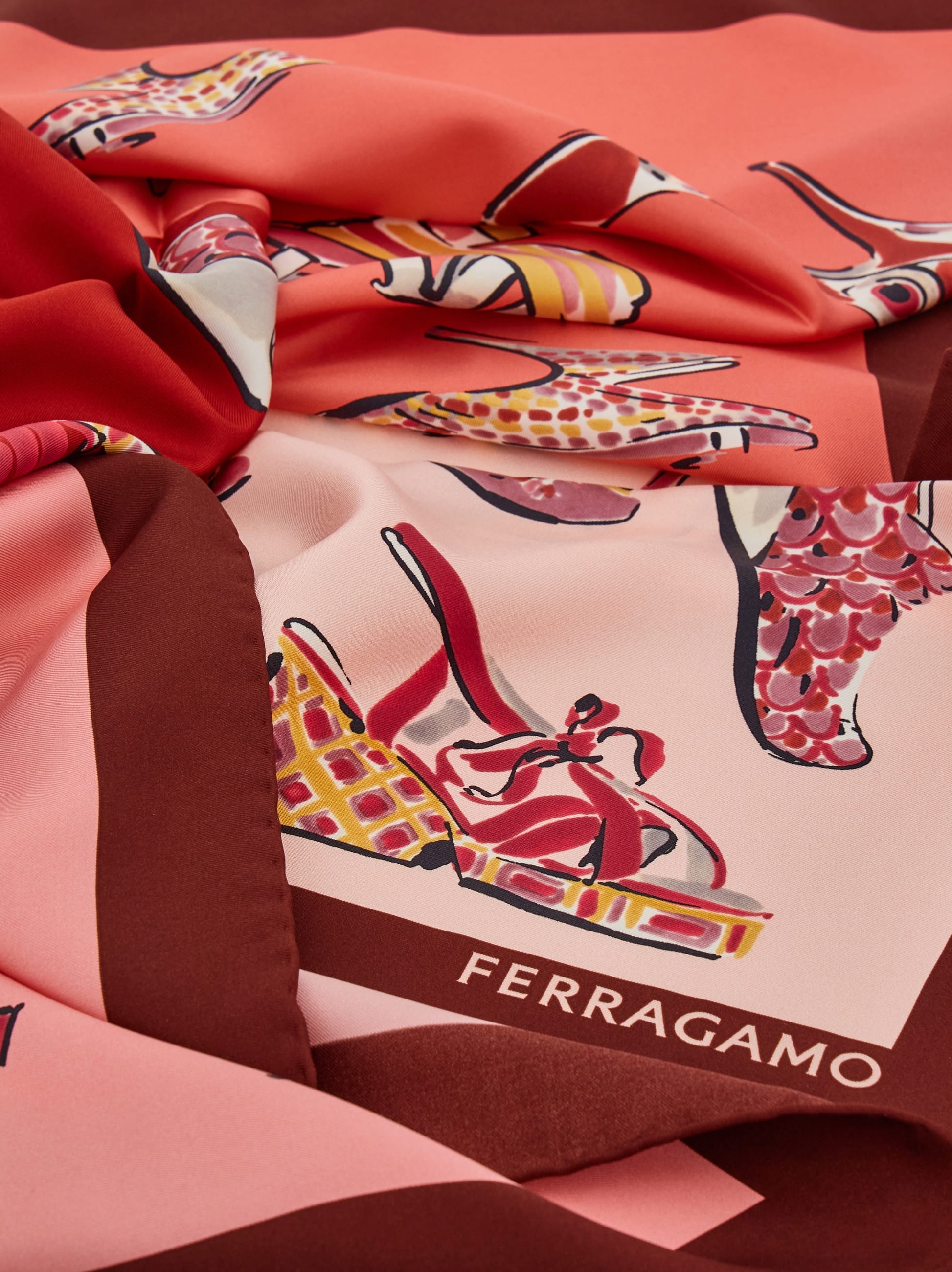 Ferragamo Genio Print Silk Scarf In Multi