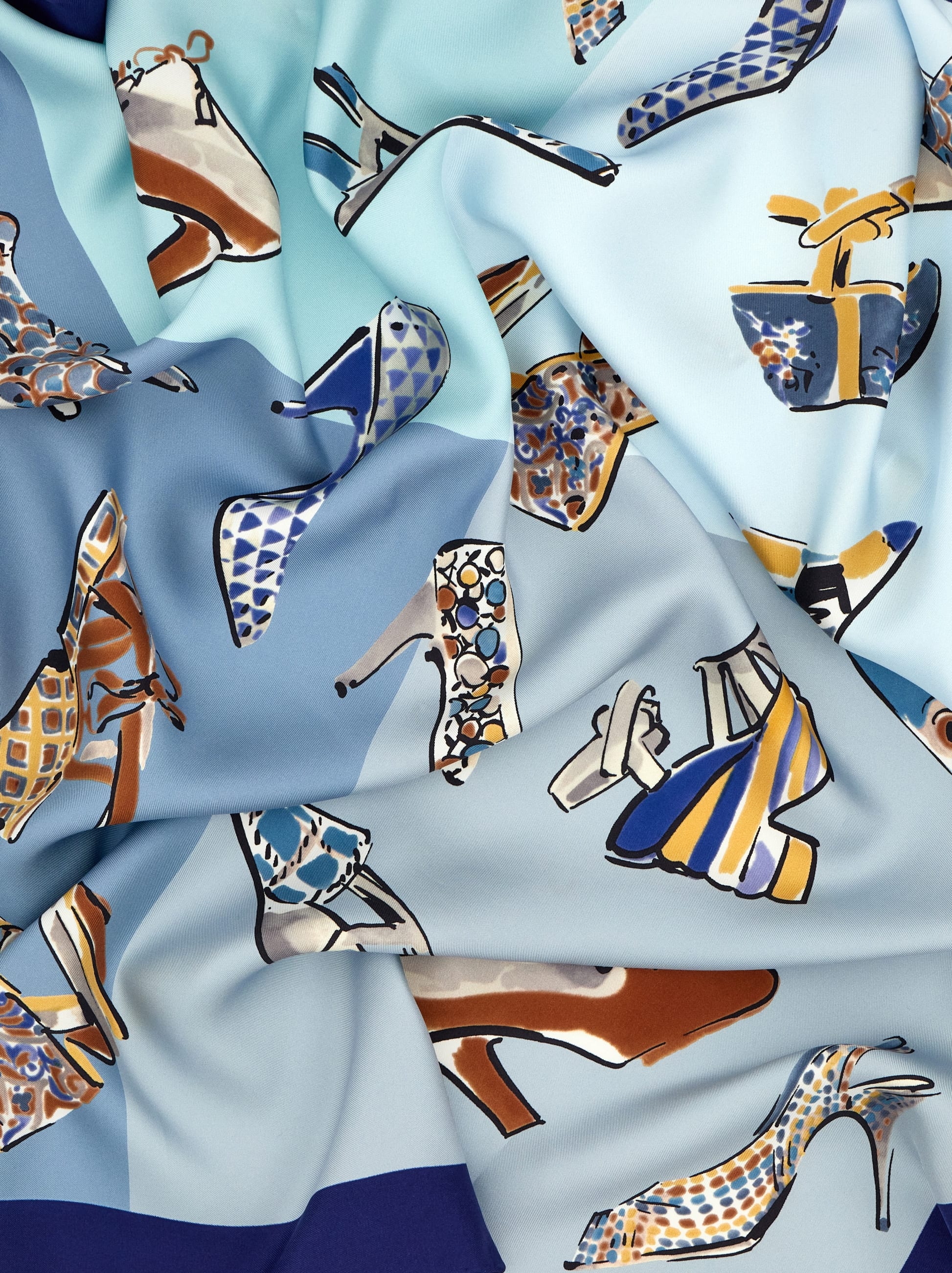  Ferragamo Damen Seidenhalstuch Mit Genie-print Blau 