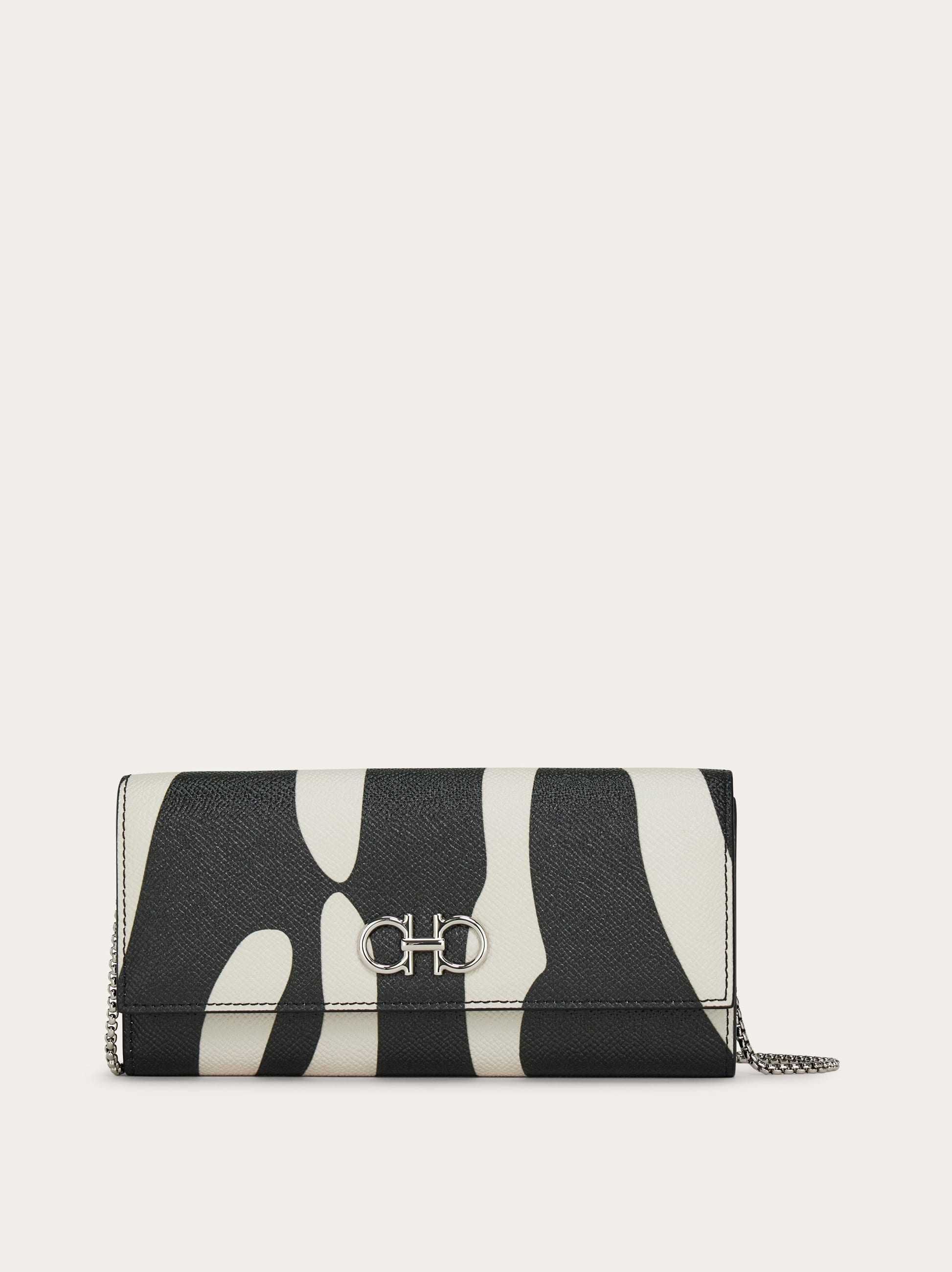 Ferragamo Gancini Wallet With Chain In White