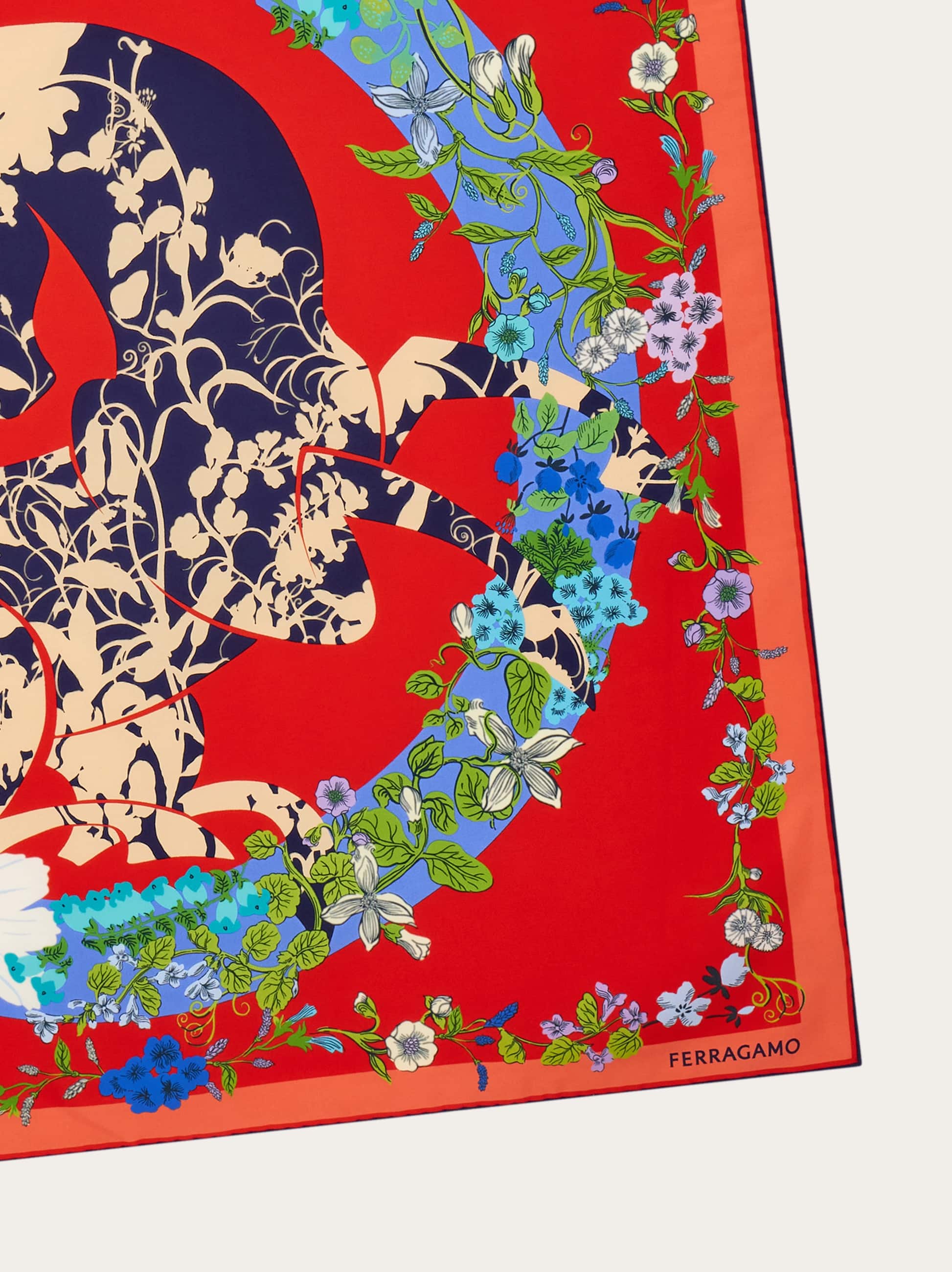 Ferragamo Pegasus Print Silk Scarf In Red