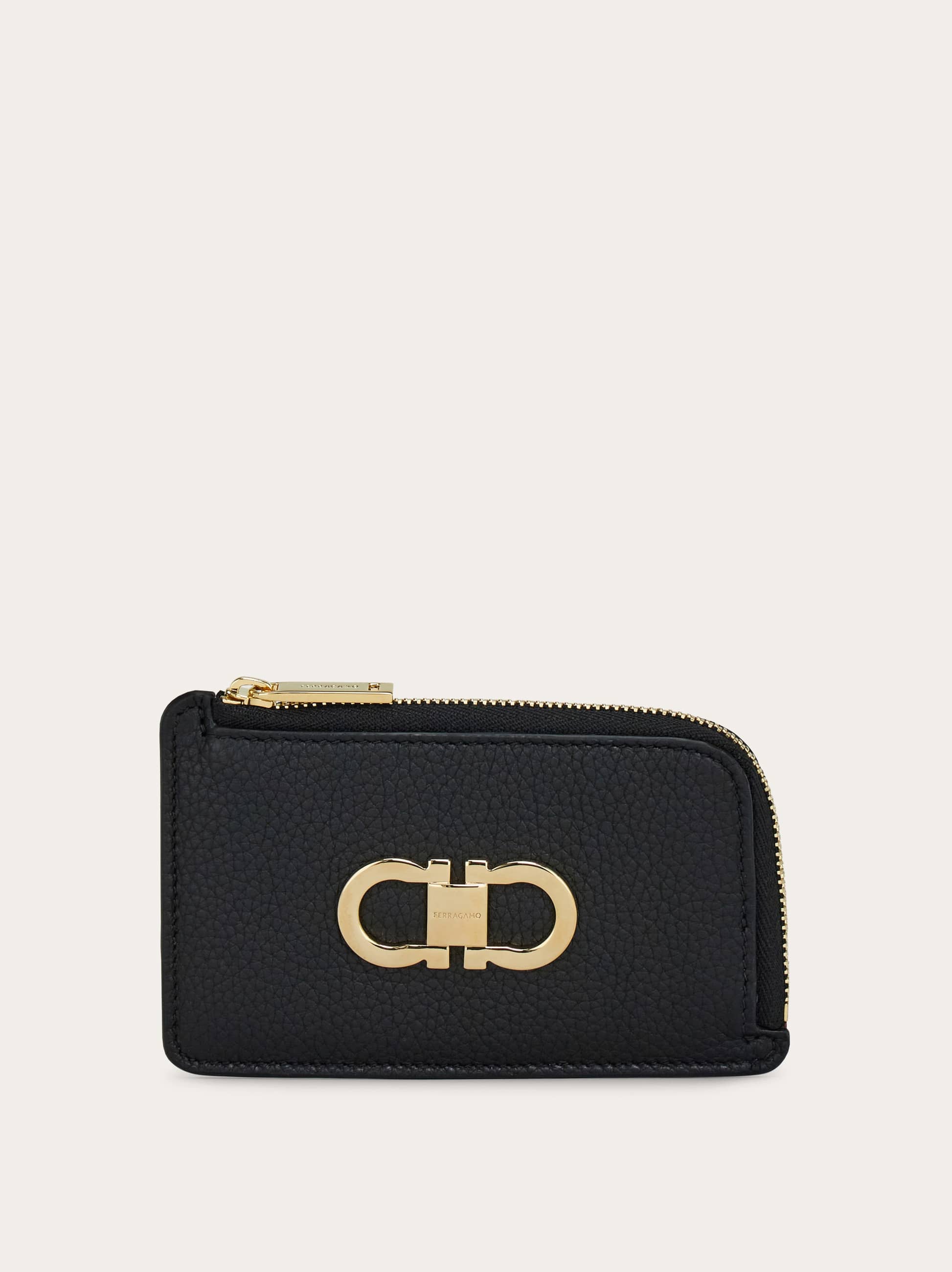 Ferragamo Credit Card Holder With Coin Purse In Black