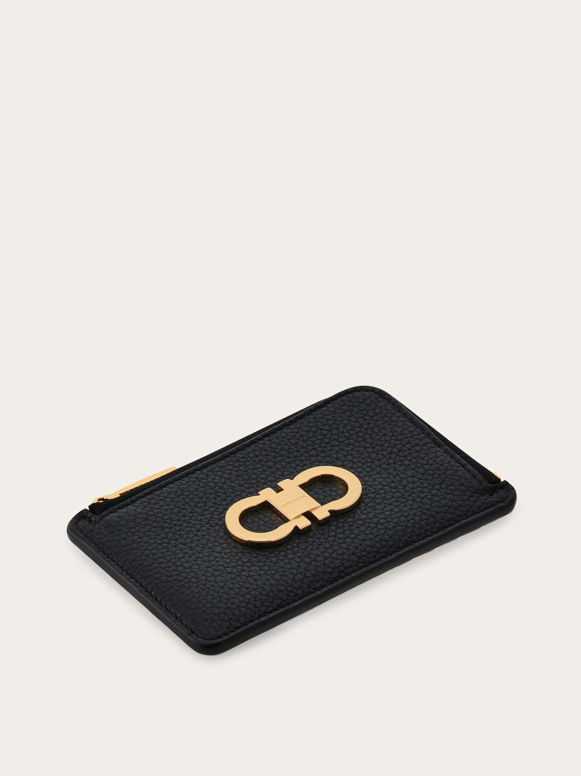 Ferragamo Credit Card Holder With Coin Purse In Black