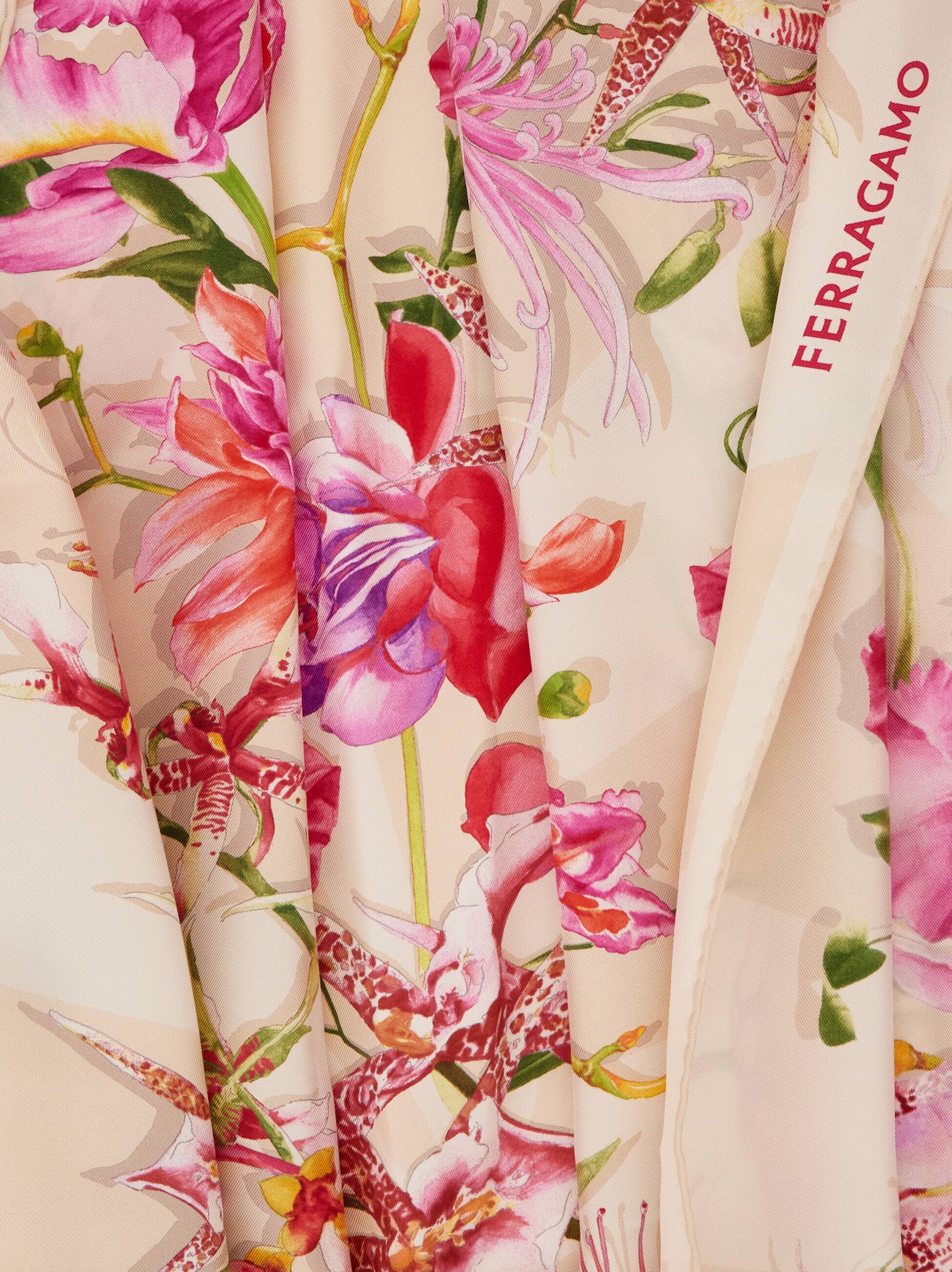 Ferragamo Gaia Print Silk Scarf In Pink