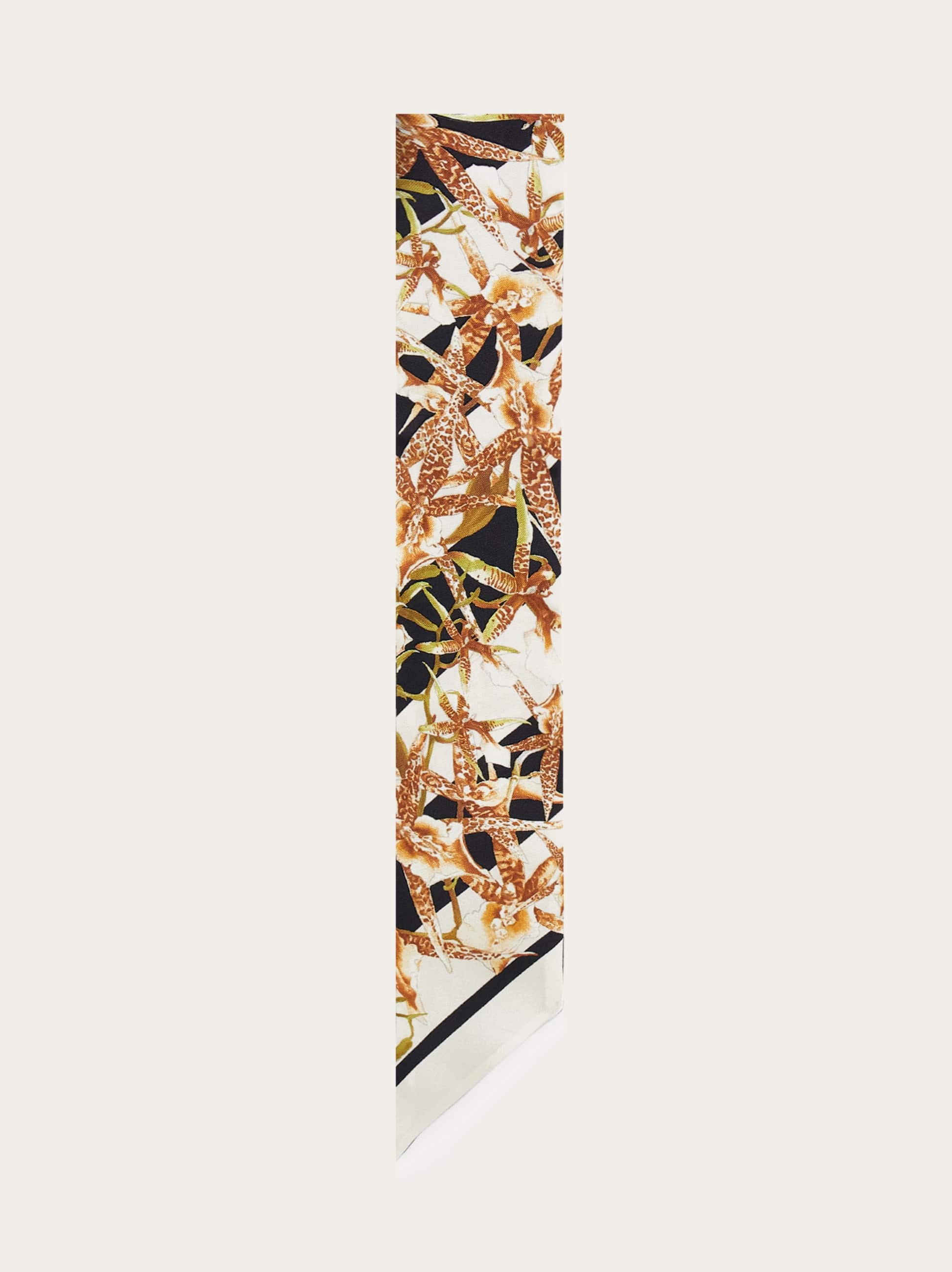  Ferragamo Damen Mini-bandeau-tuch Mit Blüte-print Schwarz 