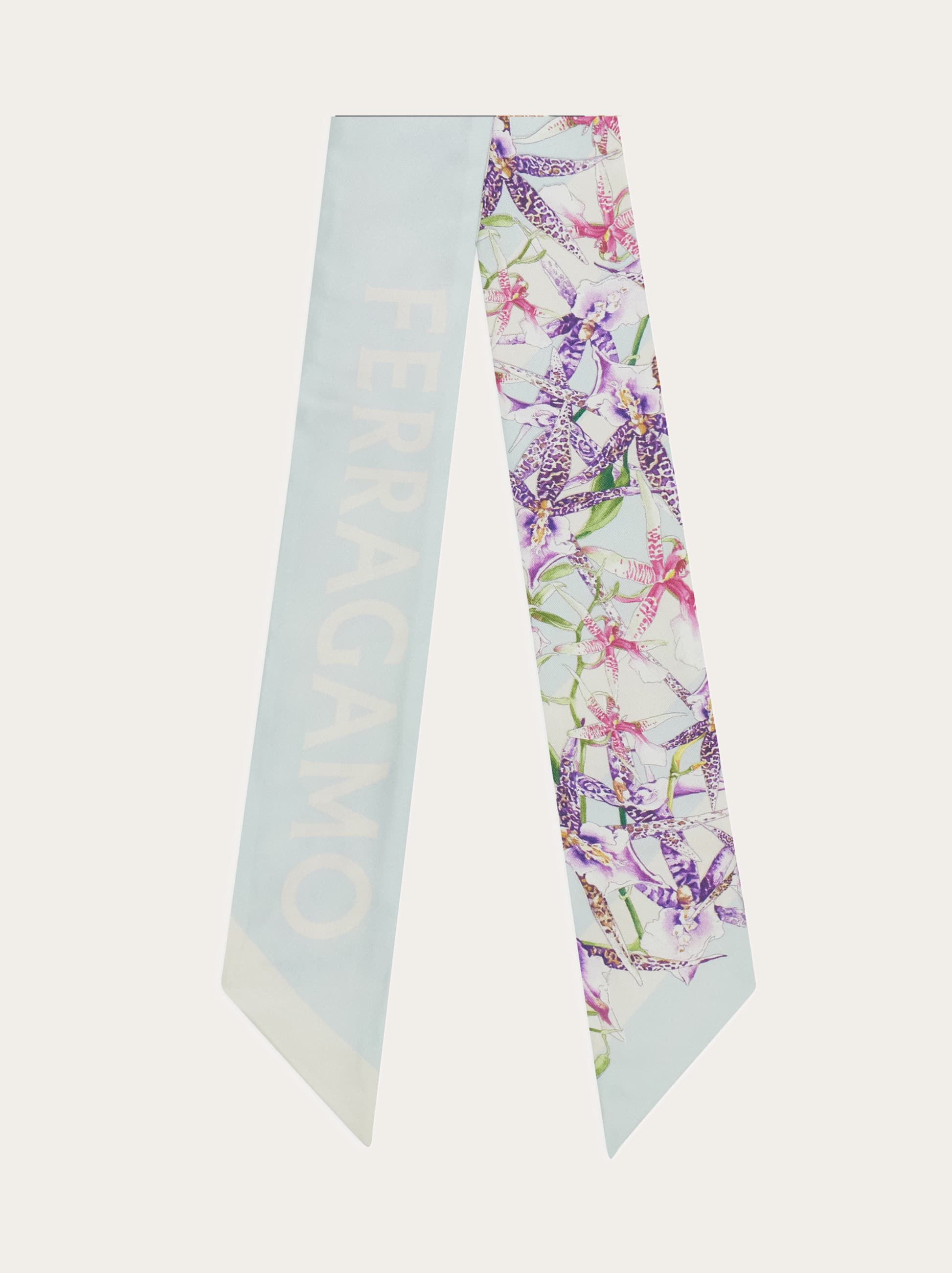 Ferragamo Gaia Print Silk Bandeau In Blue