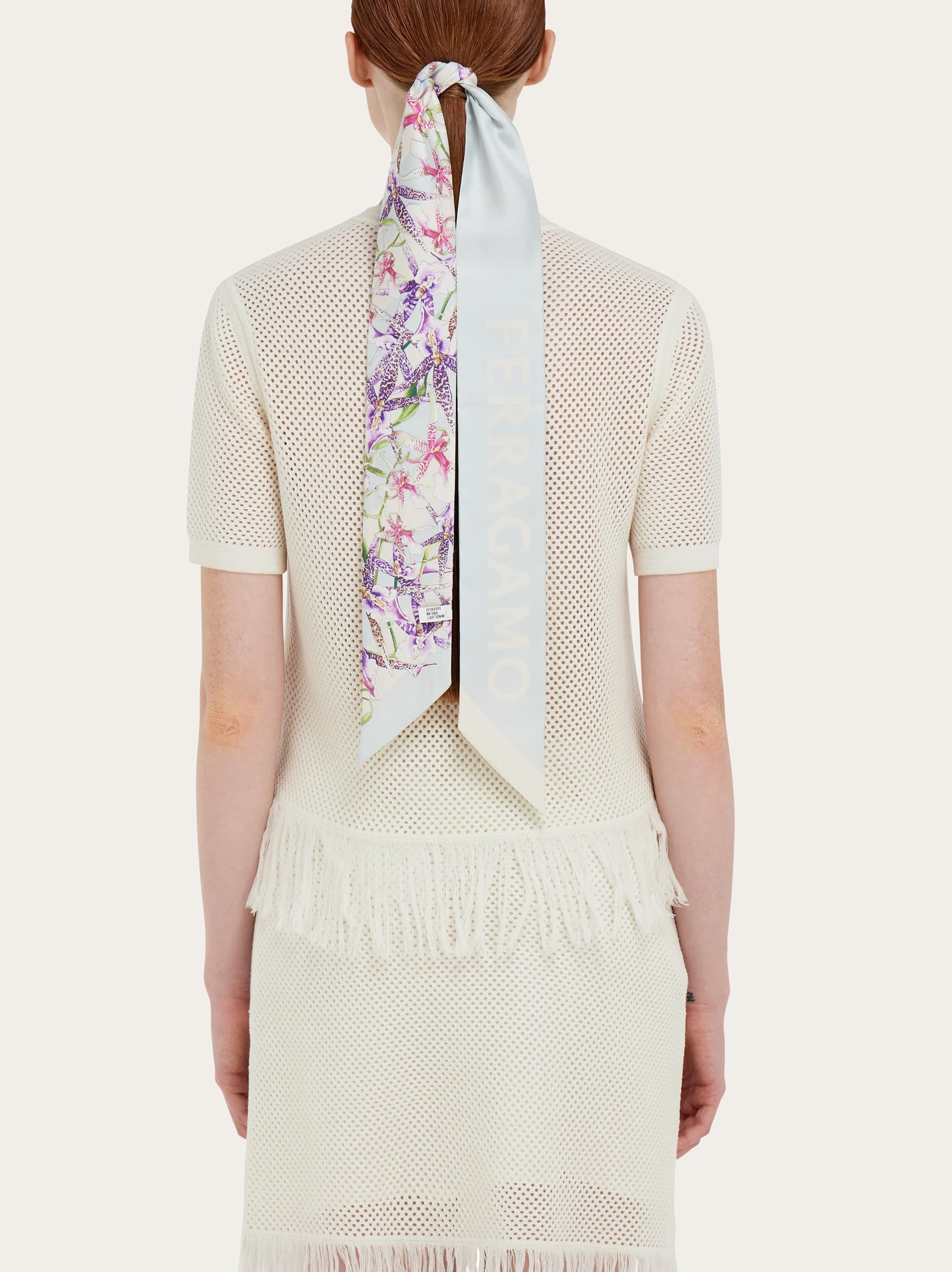 Ferragamo Gaia Print Silk Bandeau In Blue