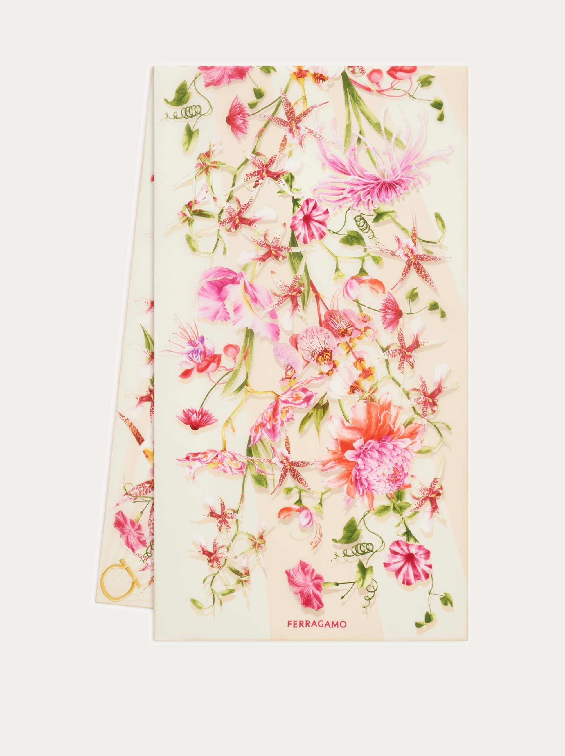 Ferragamo Gaia Print Silk Scarf In Pink