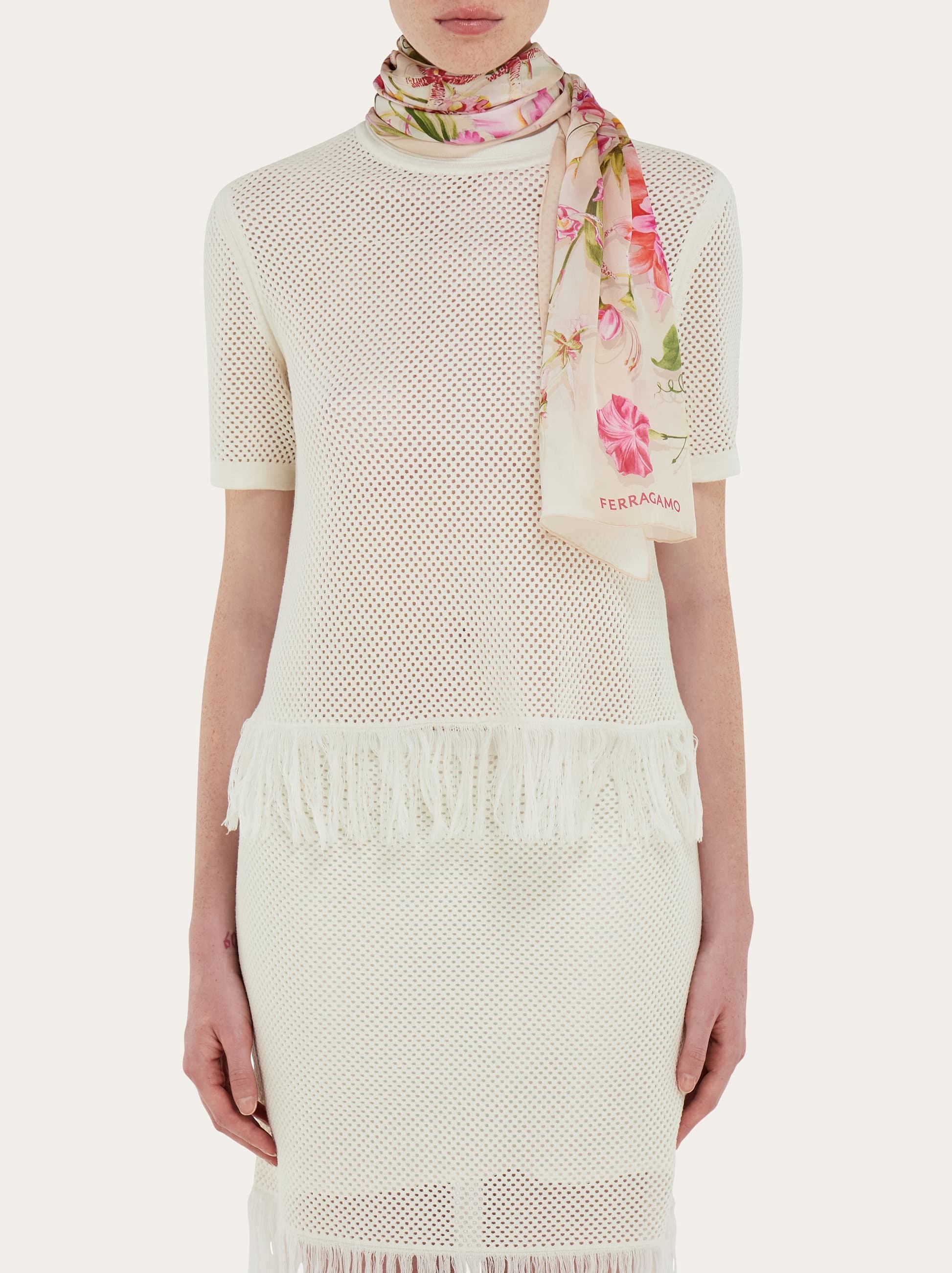 Ferragamo Gaia Print Silk Scarf In Pink