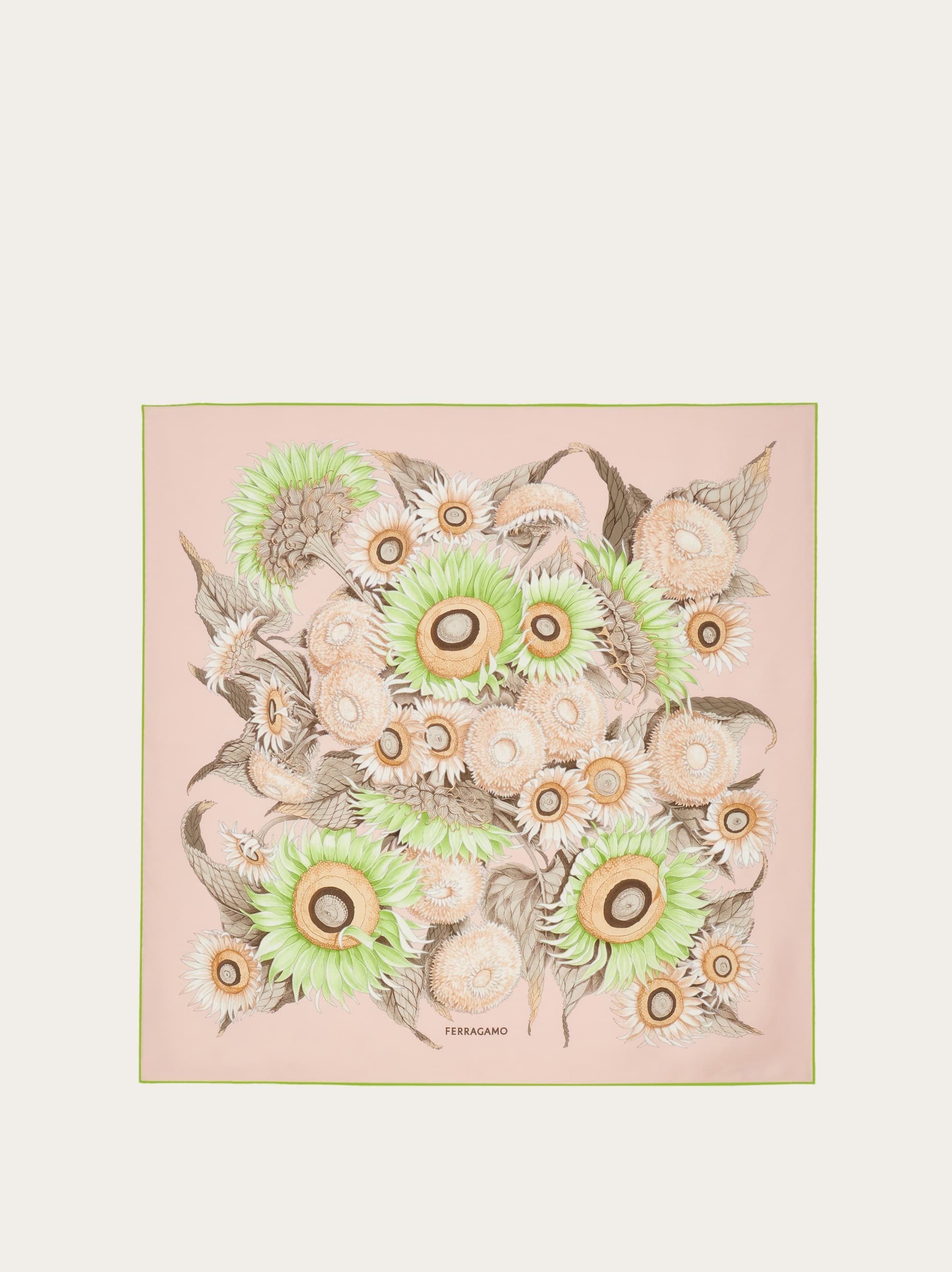 Ferragamo Donna Foulard in seta stampa Girasoli Rosa