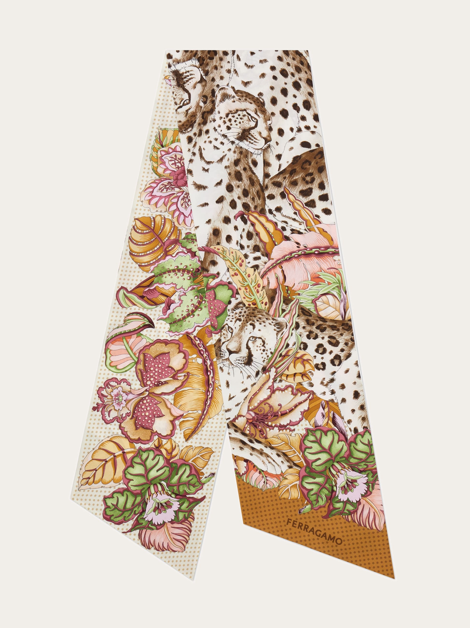 Ferragamo Cheetah Print Silk Bandeau In Multi