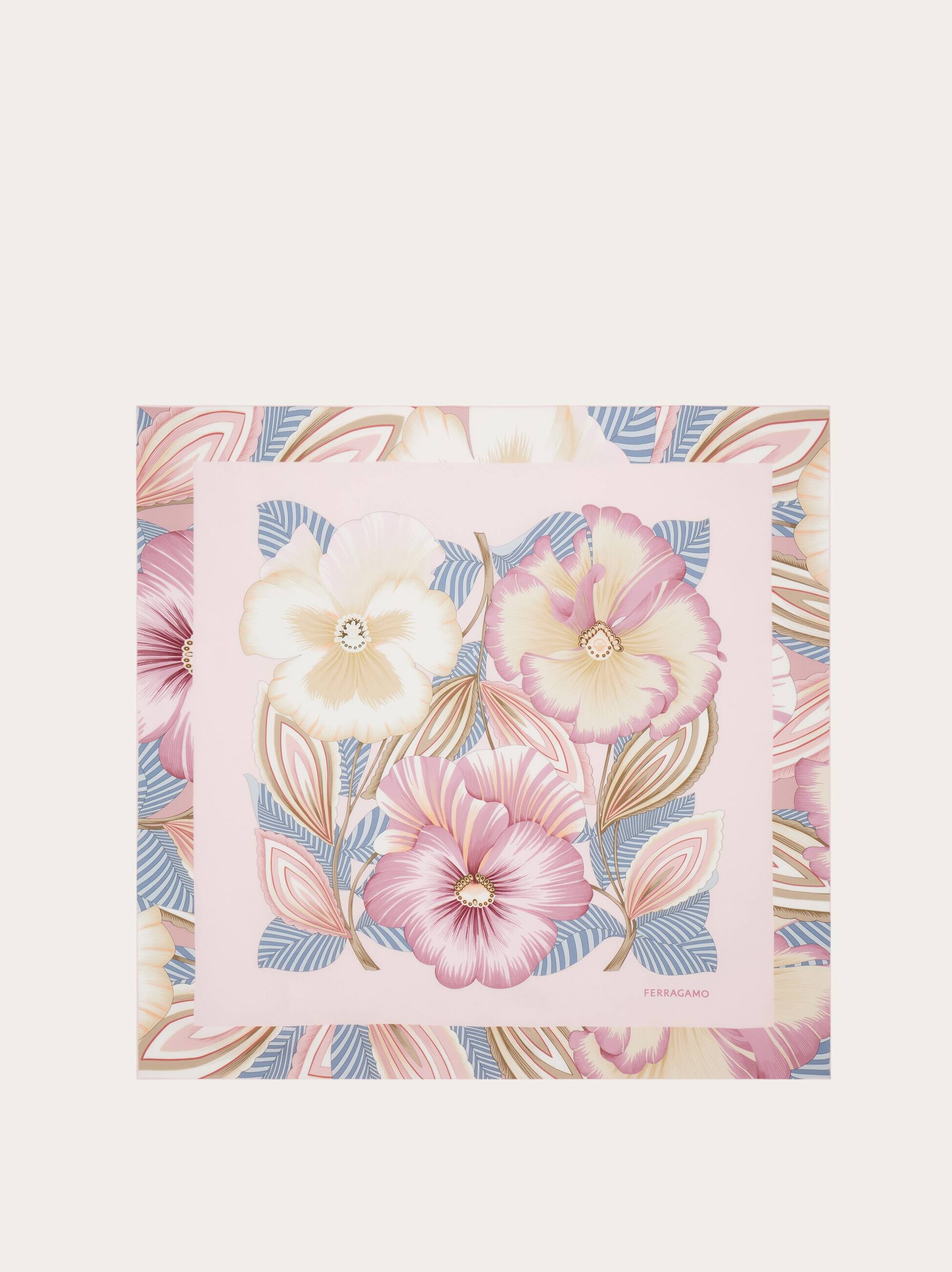 Ferragamo Brezza Print Silk Scarf In Pink