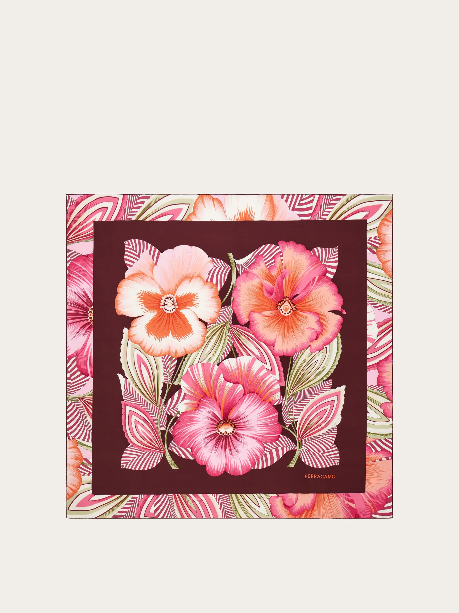 Ferragamo Donna Foulard in seta stampa Brezza Rosso