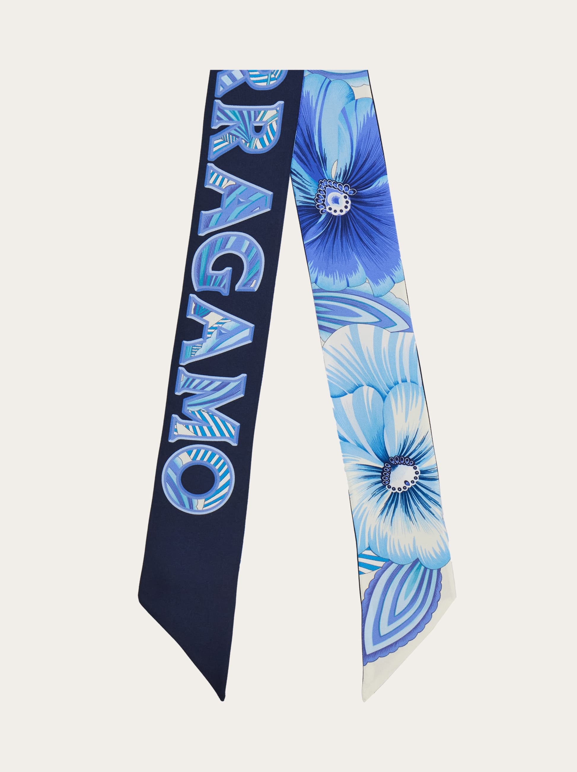 Ferragamo Brezza Print Silk Bandeau In Blue