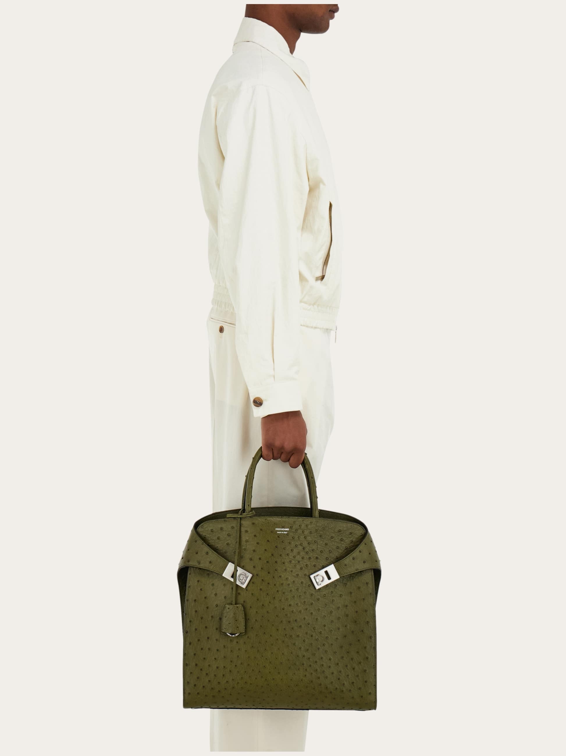 Ferragamo Hug Tote Bag In Green